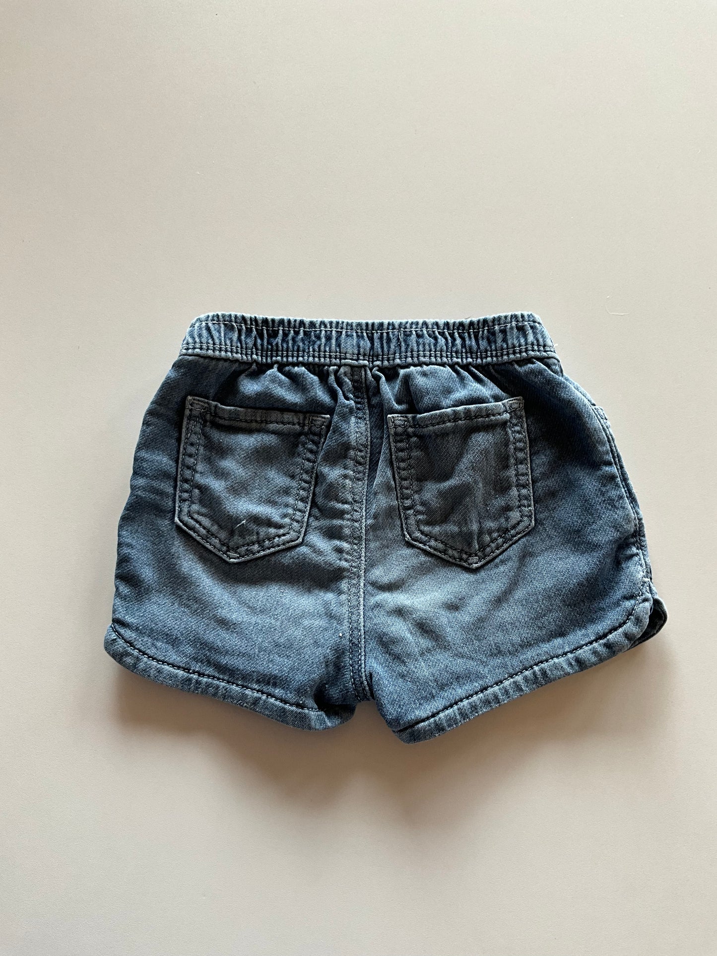 Denim Shorts with Pink Drawstring