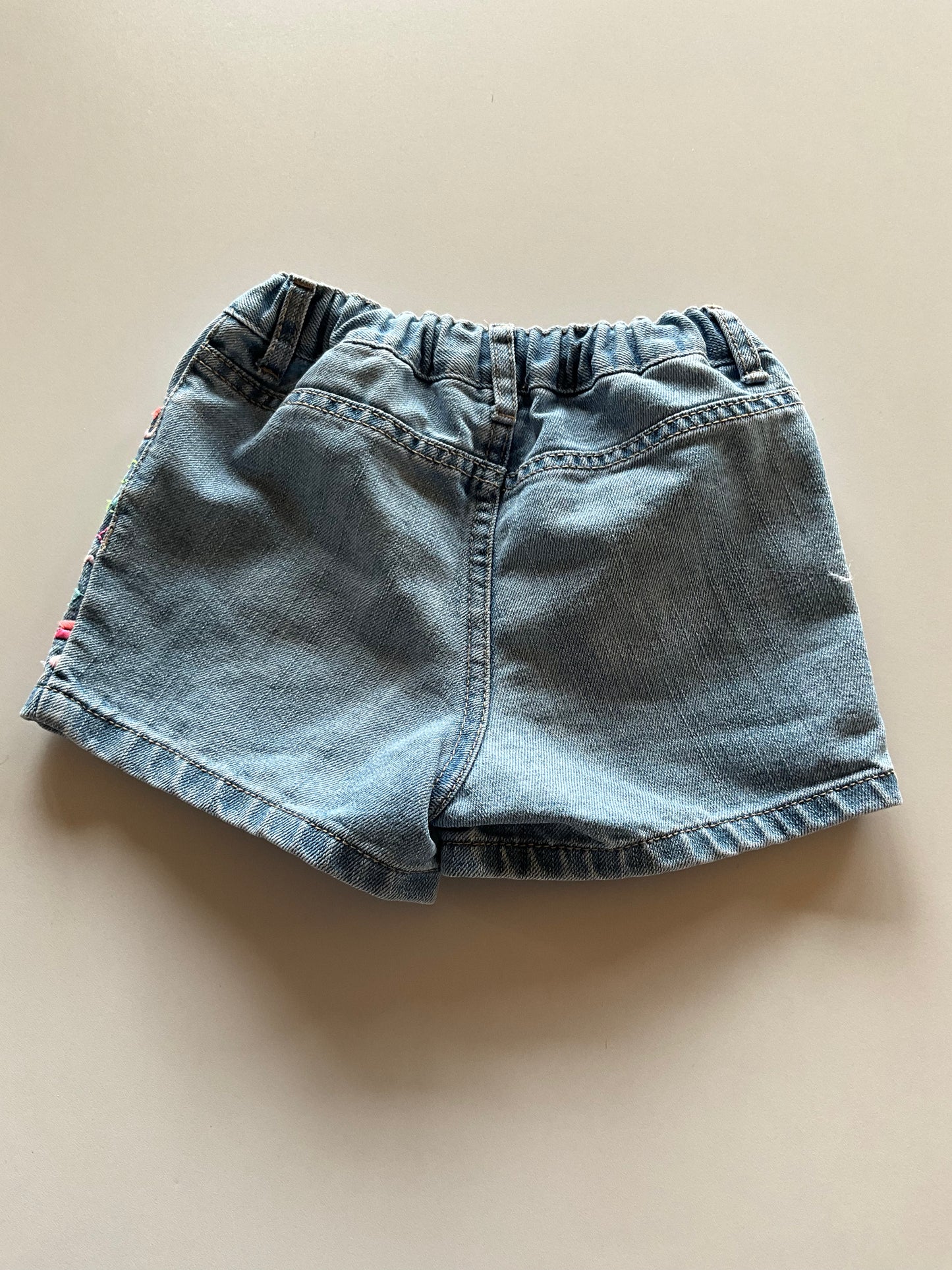 Embroidered Denim Shorts