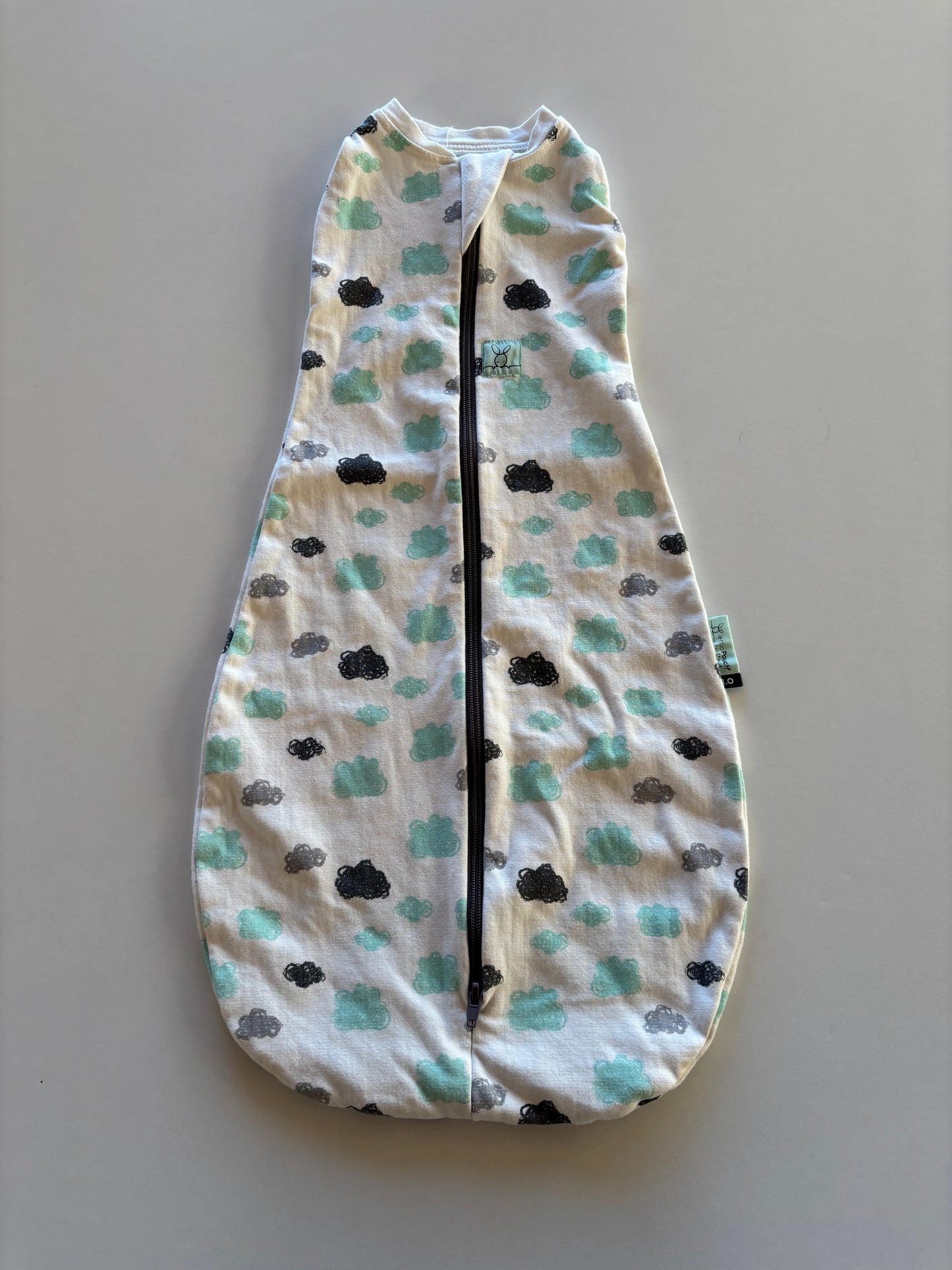 White & Mint Clouds Sleep Sack/Swaddle