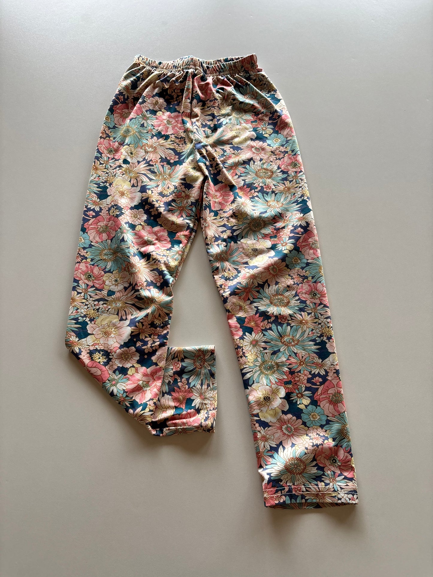 Blue & Pink Floral Leggings