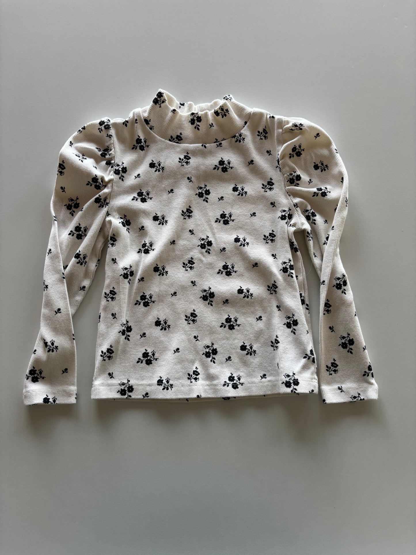 White & Black Floral Ribbed Shirt