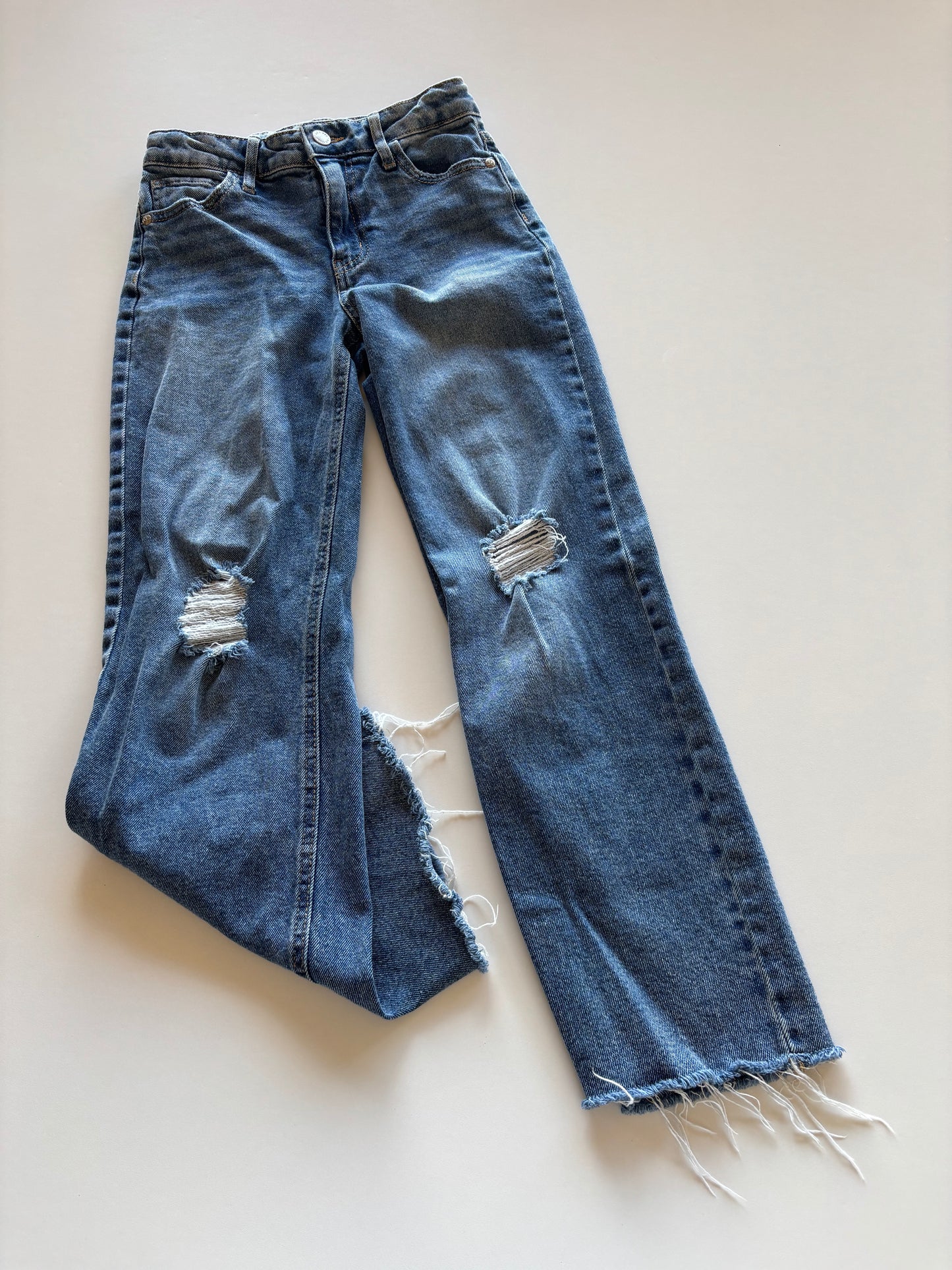 Distressed Wide Leg Denim