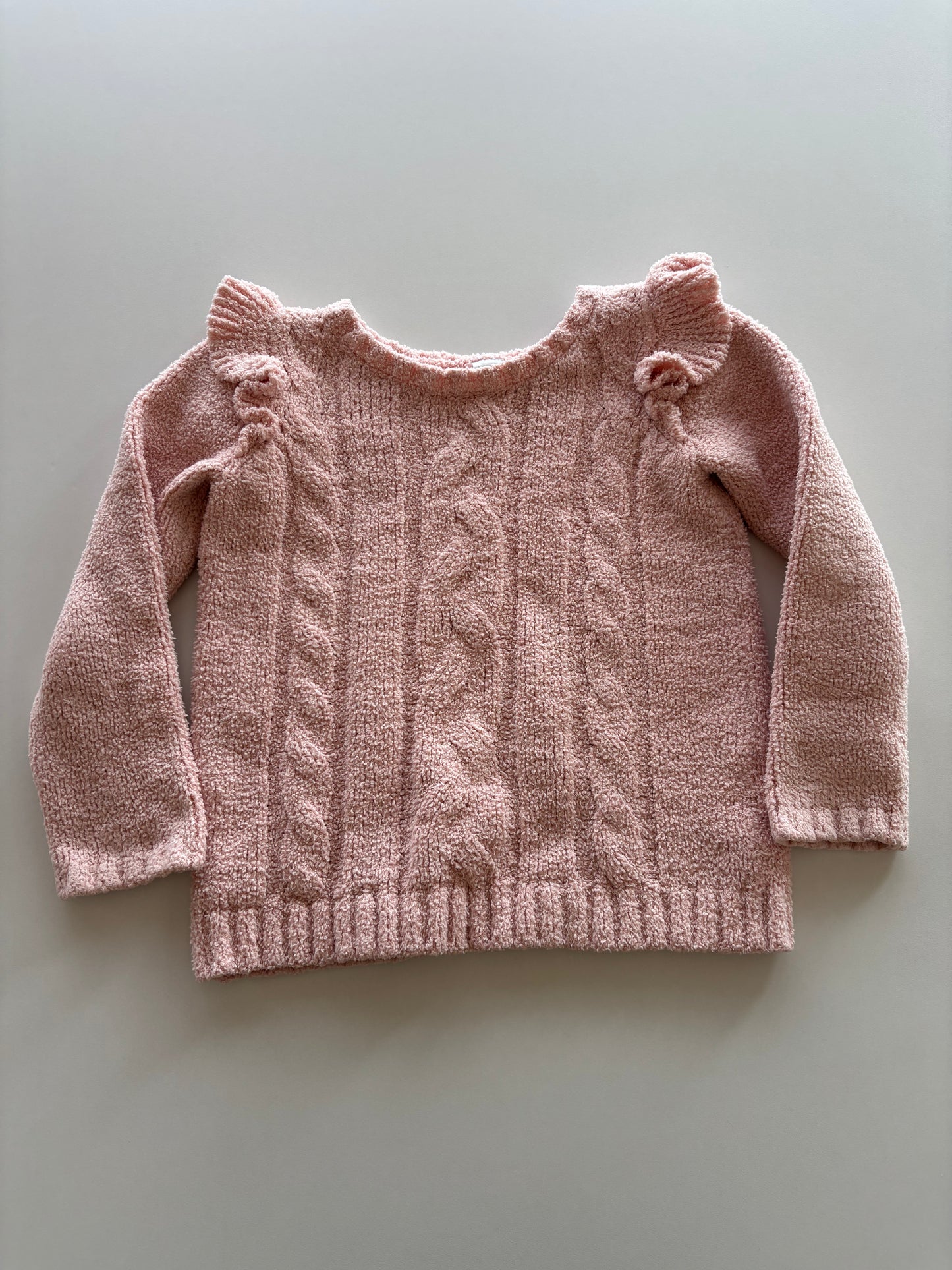 Light Pink Fuzzy Cableknit Sweater