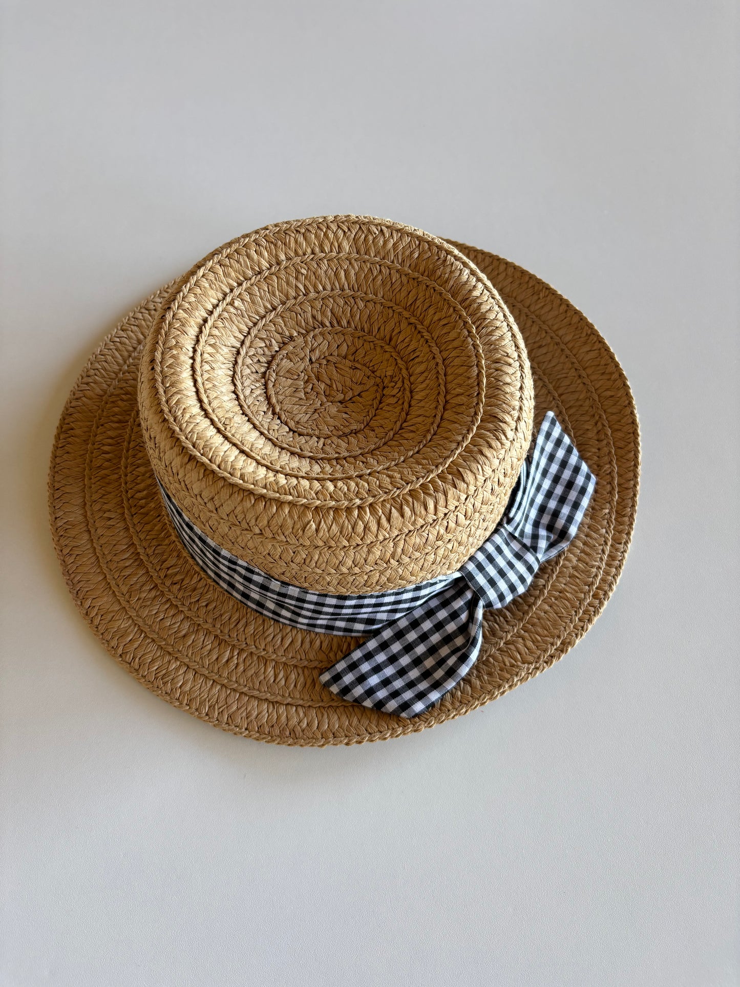 Woven Sunhat with Plaid Band