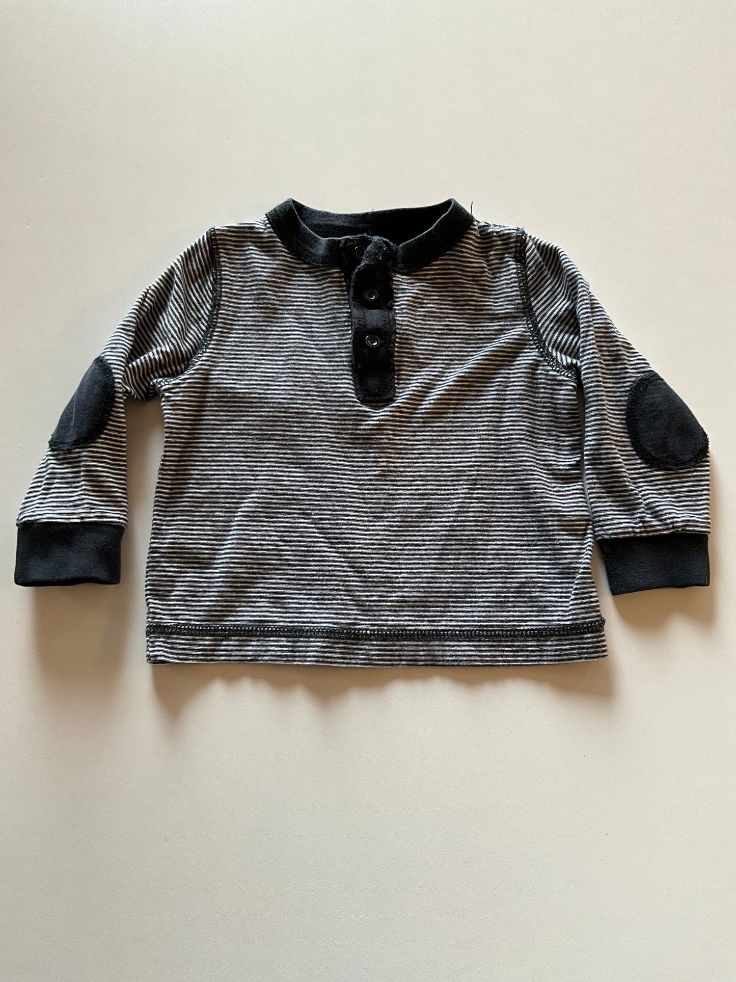 Black Striped Henley