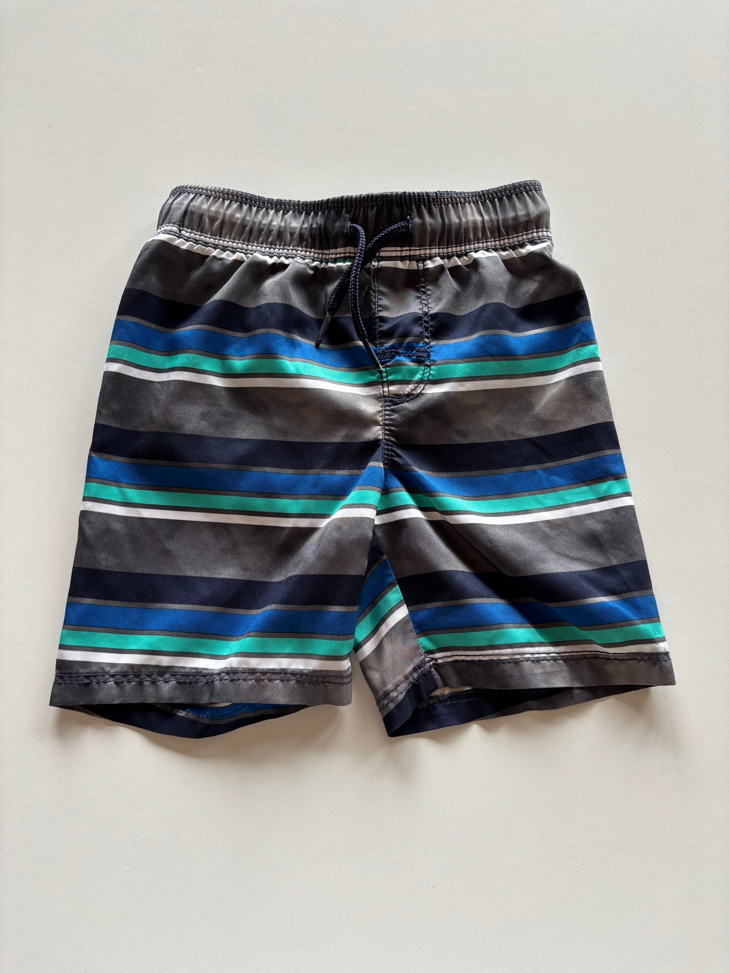 Grey, Blue, & Teal Striped Swim Shorts