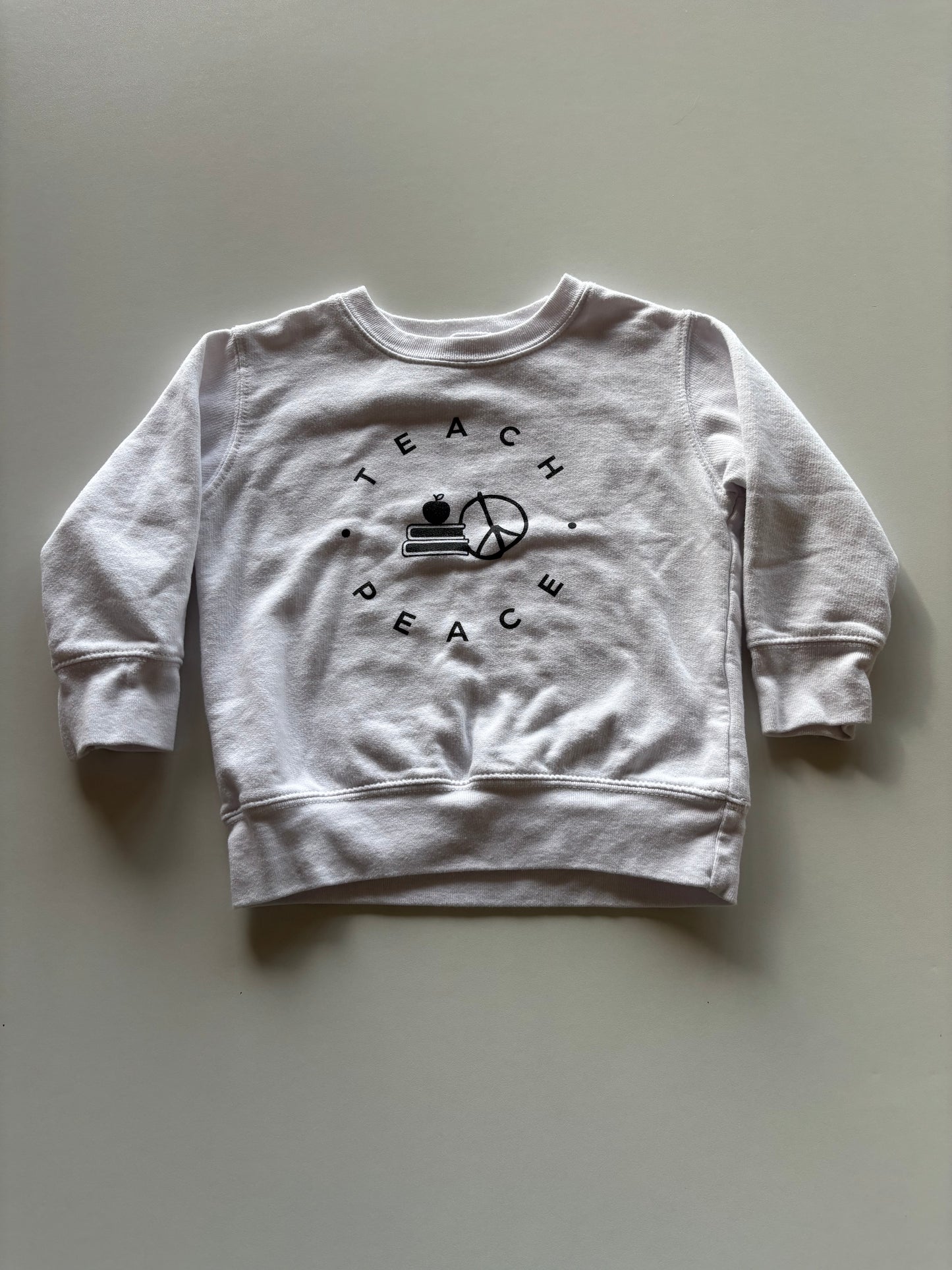 White Teach Peace Crewneck Sweater