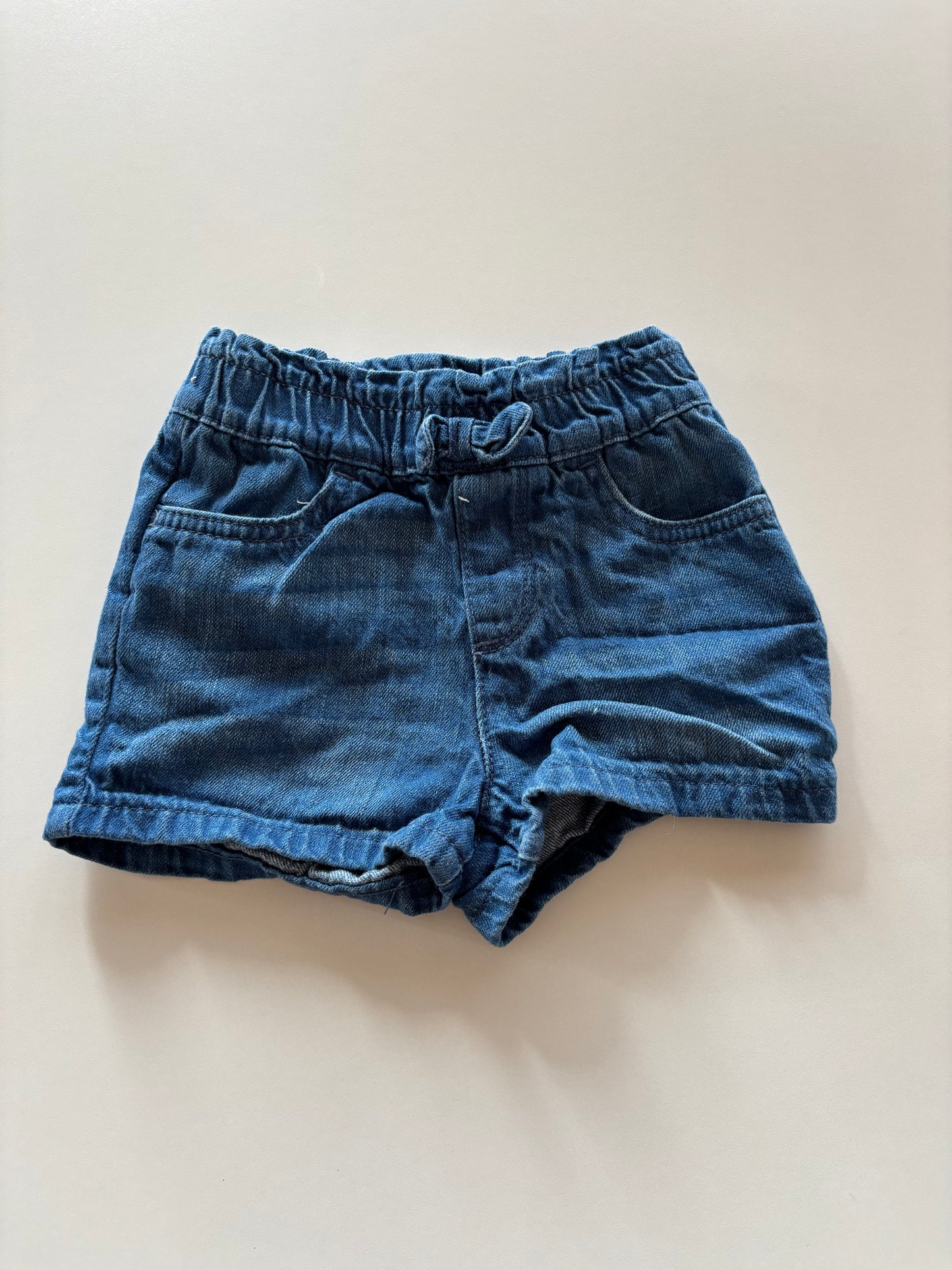 Denim Paperbag Waist Shorts