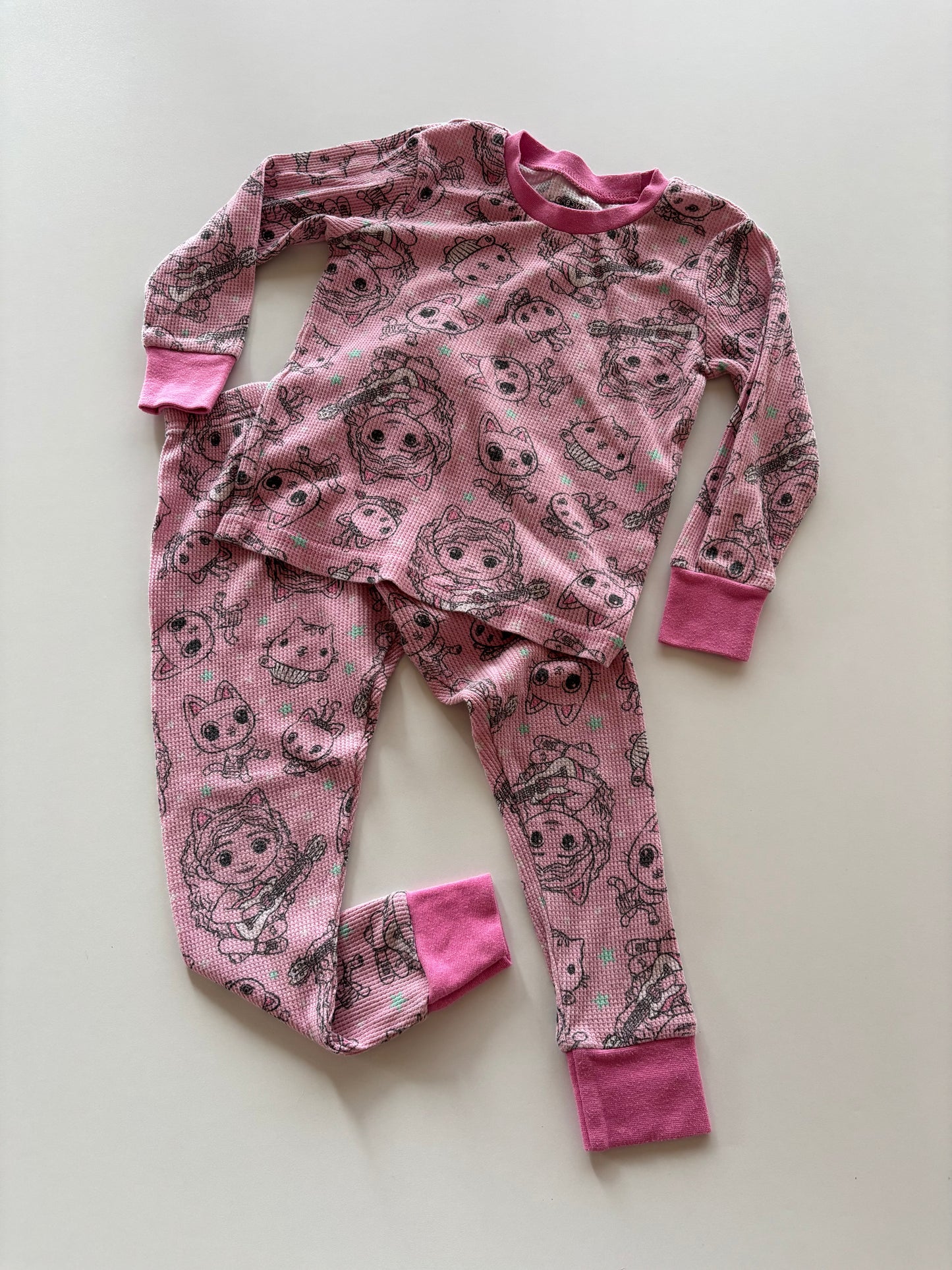 2pc Pink Waffle Gabby's Dollhouse Pajamas