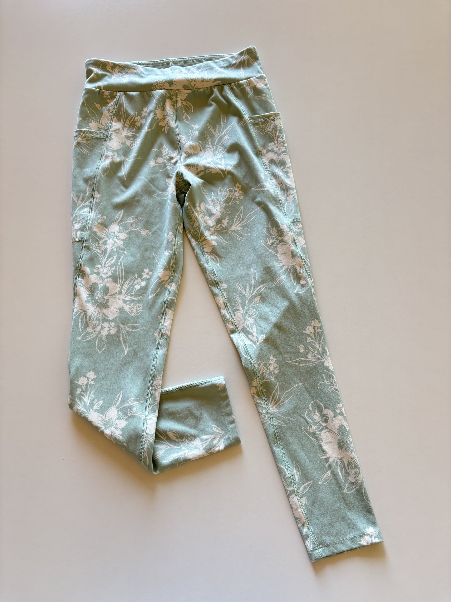 Mint & White Floral Athletic Leggings