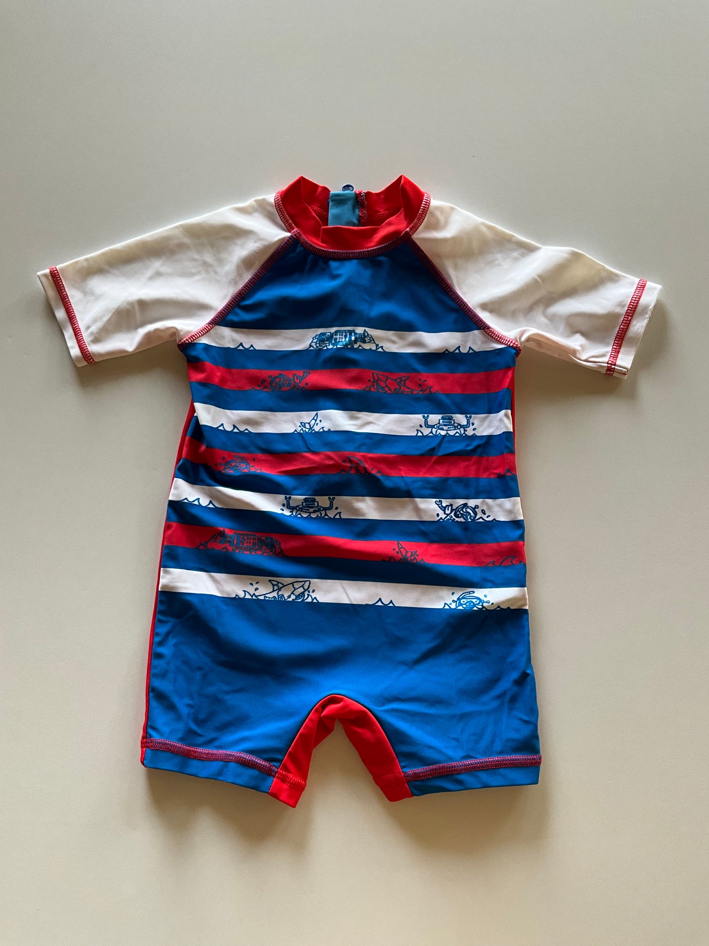 Striped Robot Rash Guard Swim Suit