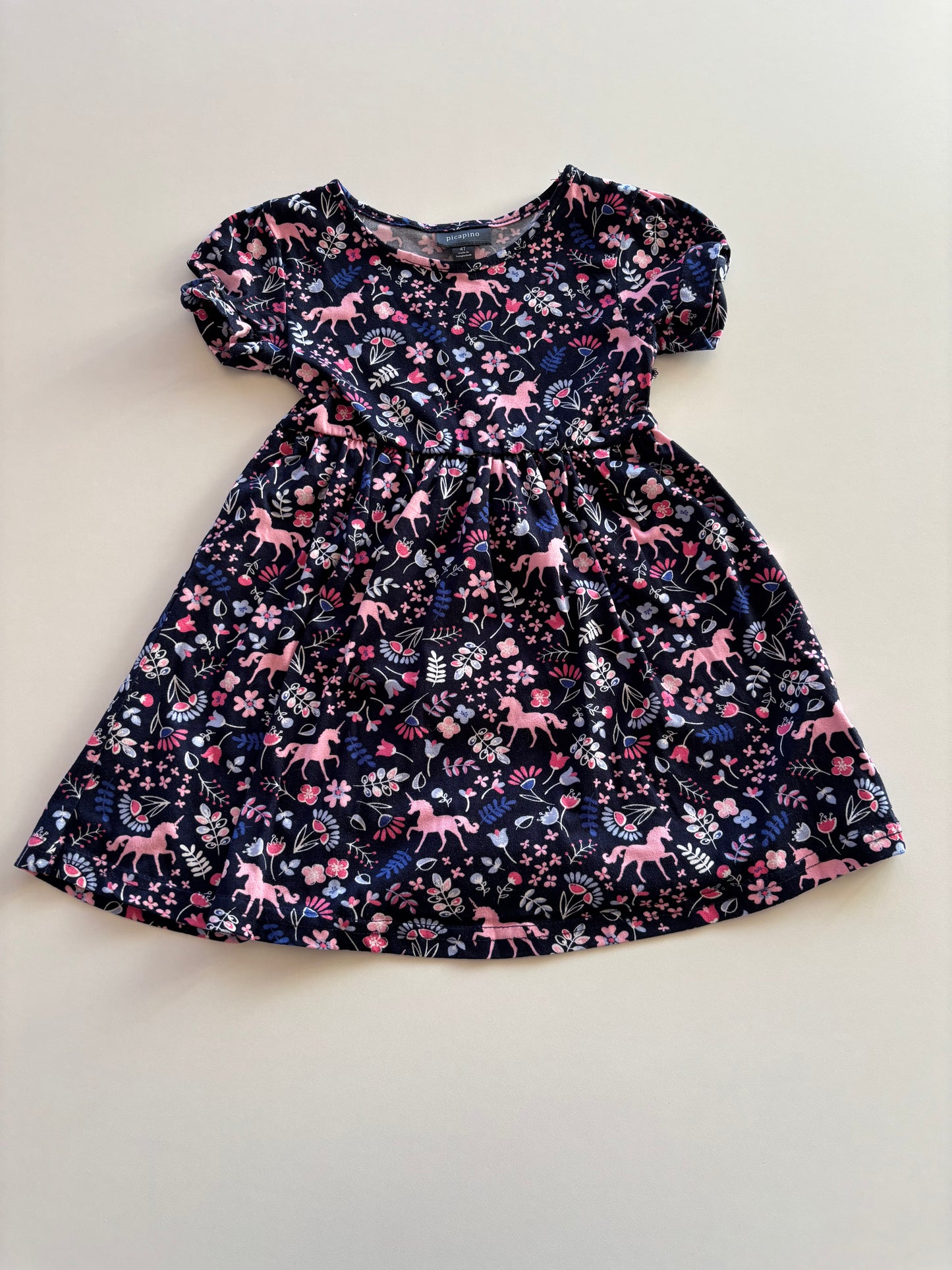 Navy Floral Unicorn Dress