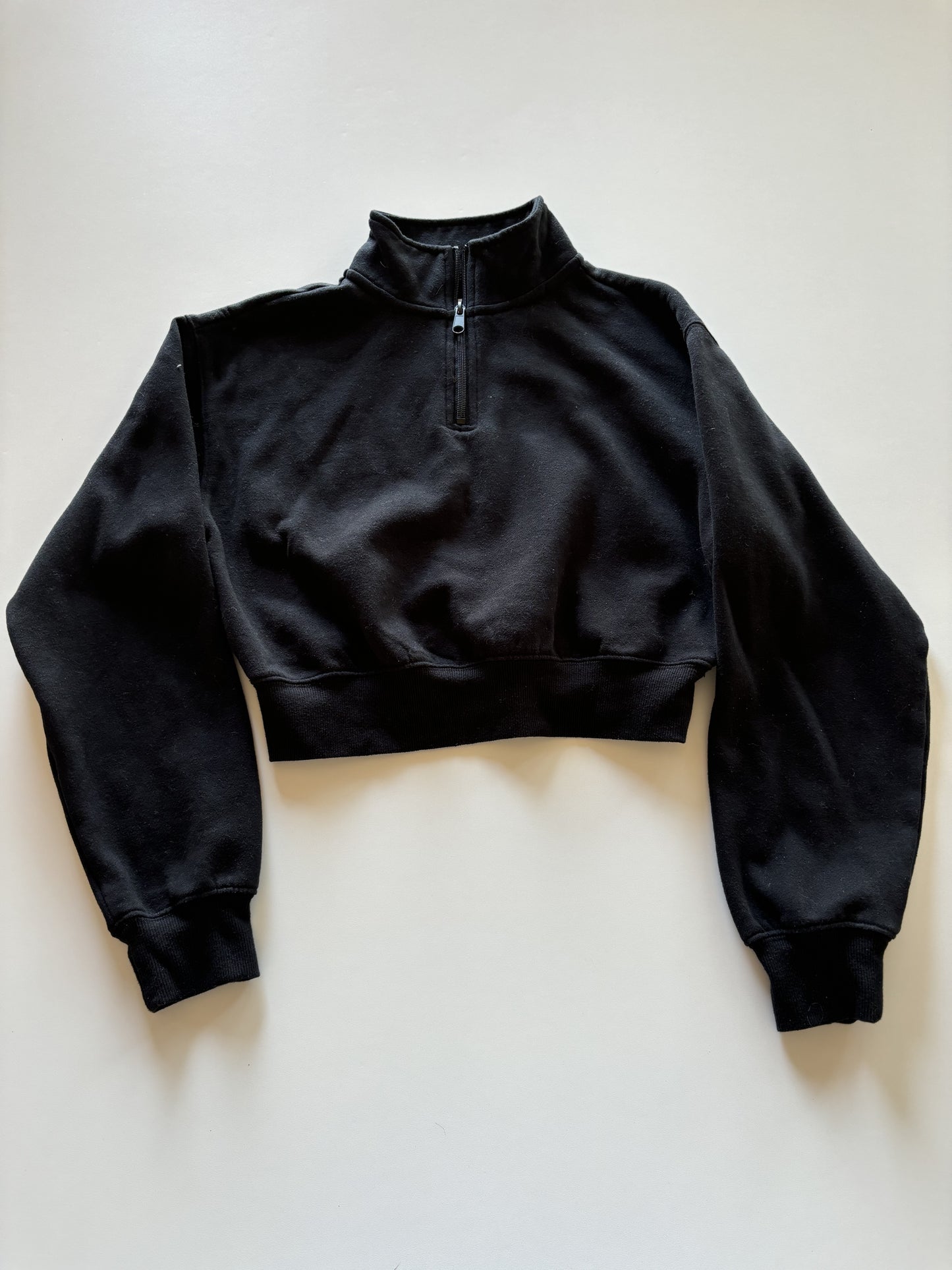 Black 1/4 Zip Crop Sweater