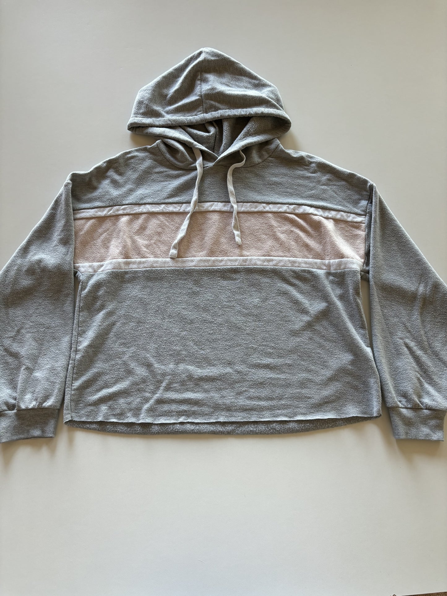 Grey & Tan Cropped Hoodie