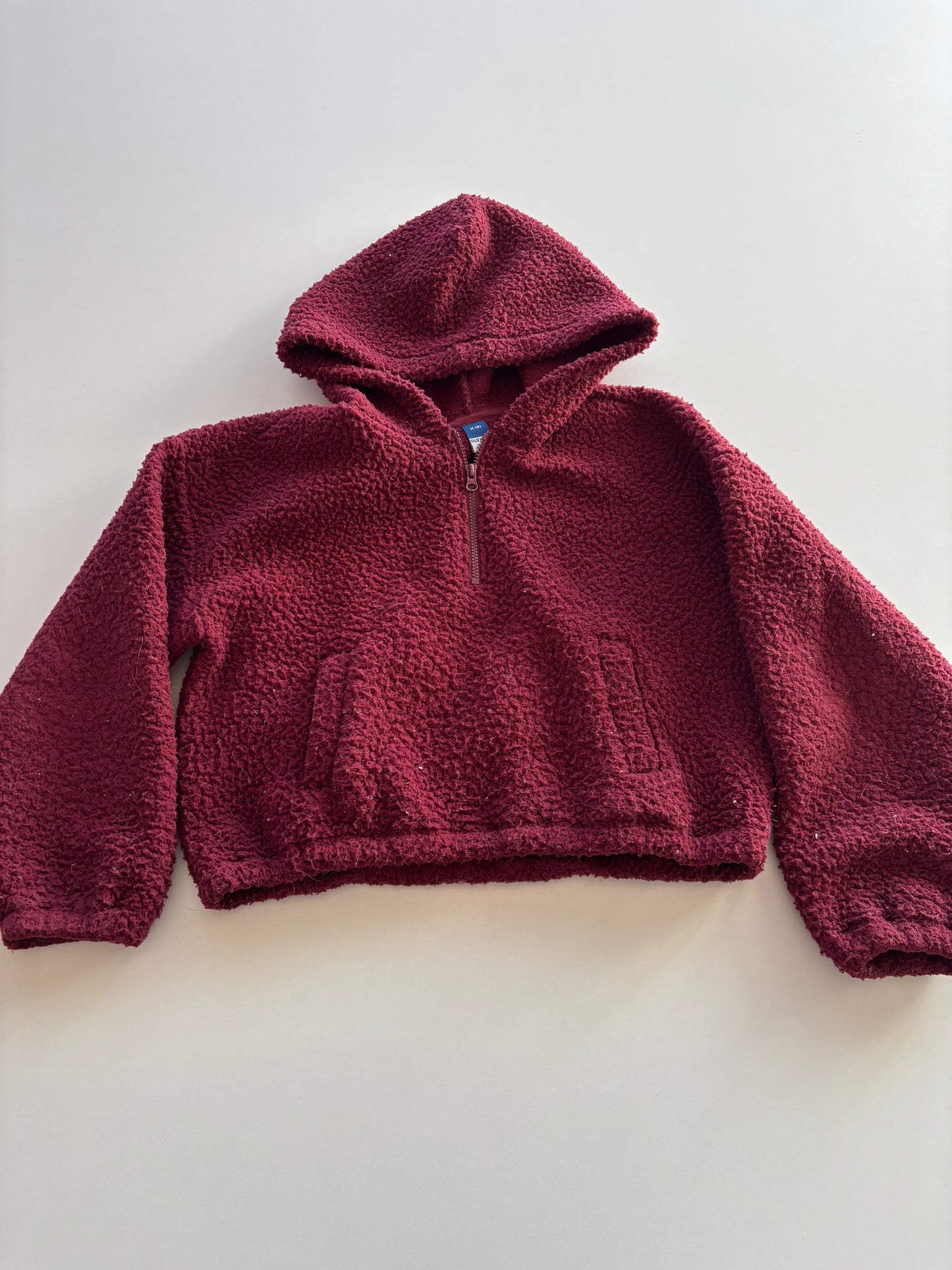 Burgundy Teddy Sherpa 1/2 Zip Hoodie