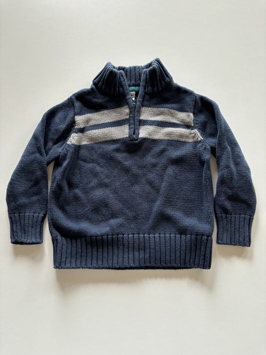 Navy & Grey Striped Knit 1/4 Zip