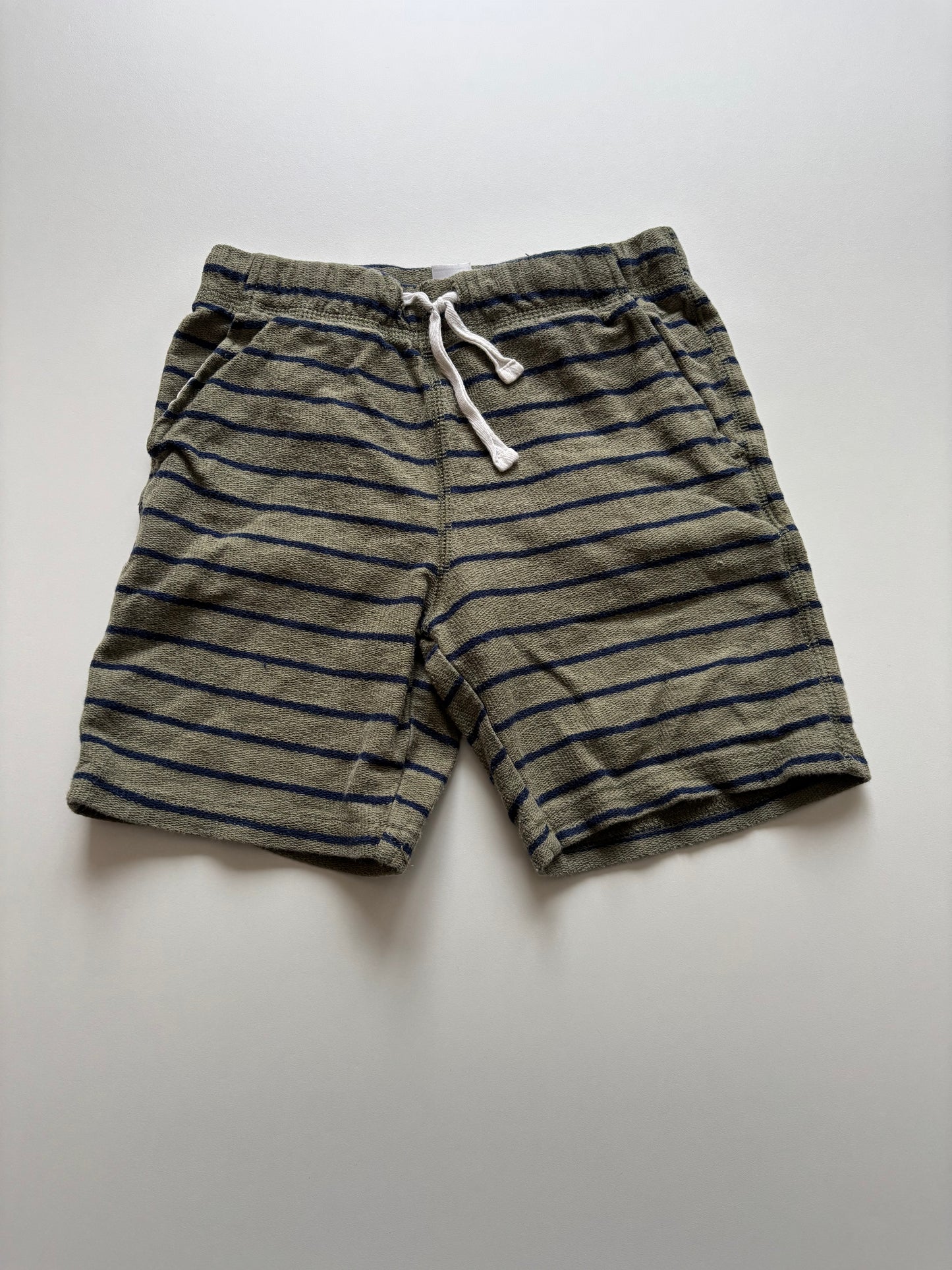 Olive & Navy Striped Knit Shorts