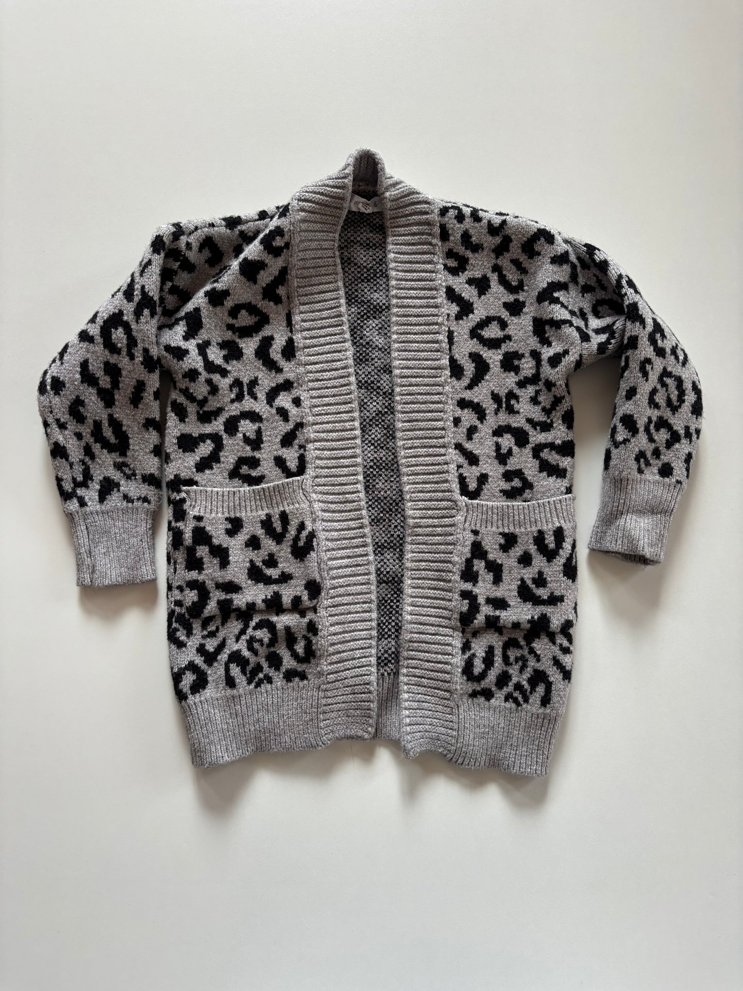 Thick Grey & Black Leopard Cardigan