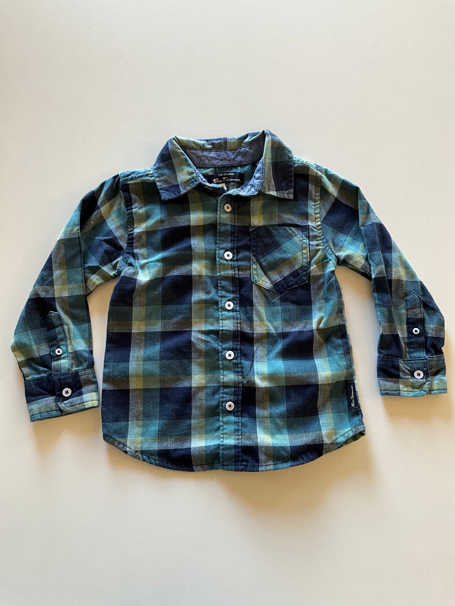 Green & Blue Plaid Flannel Shirt
