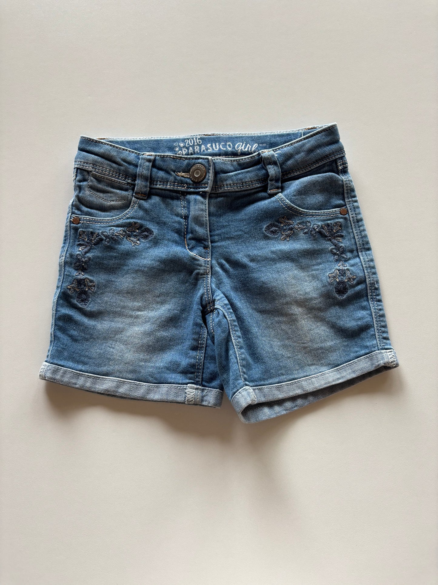 Embroidered Denim Shorts