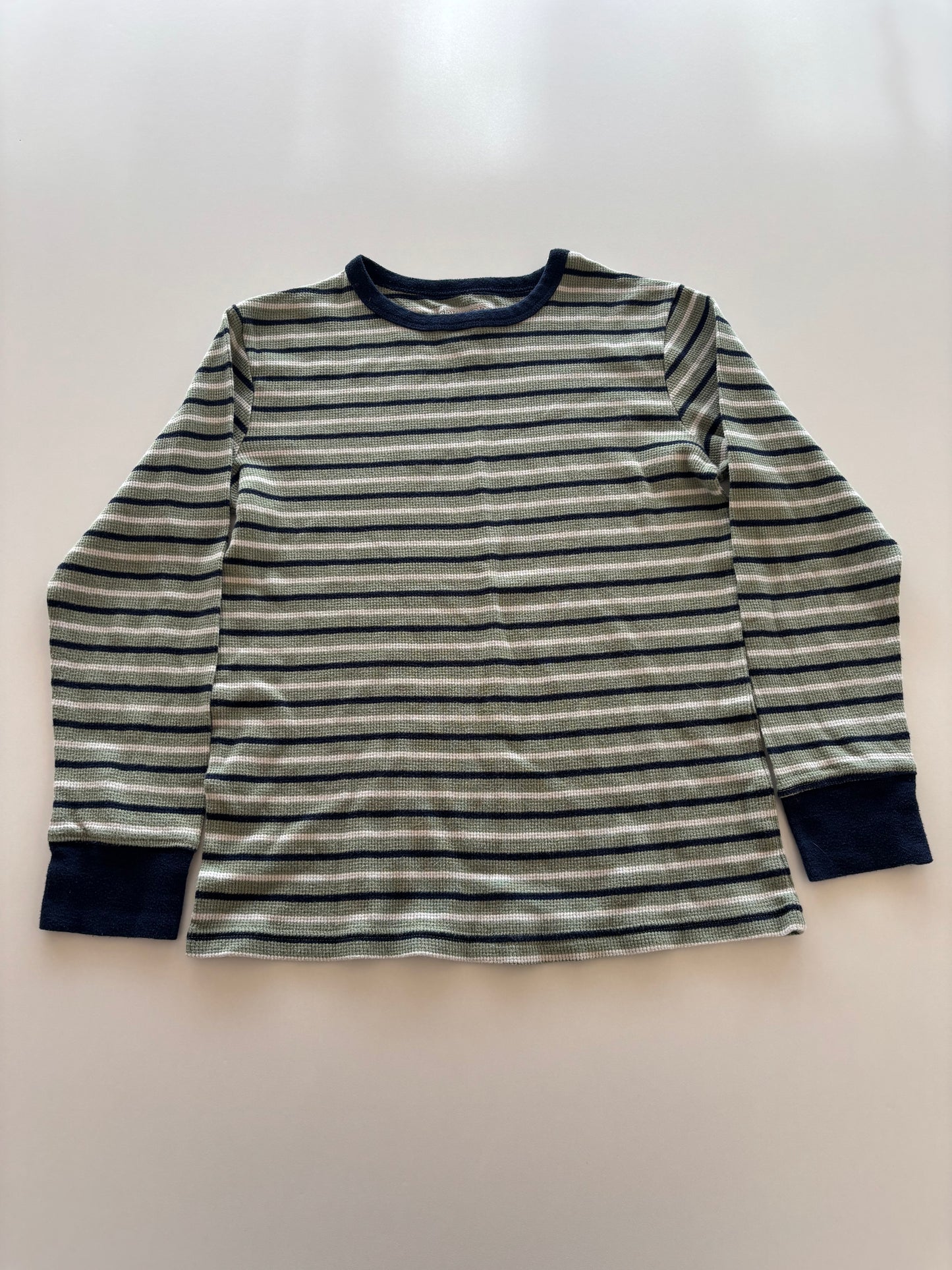 Green Striped Waffle Top
