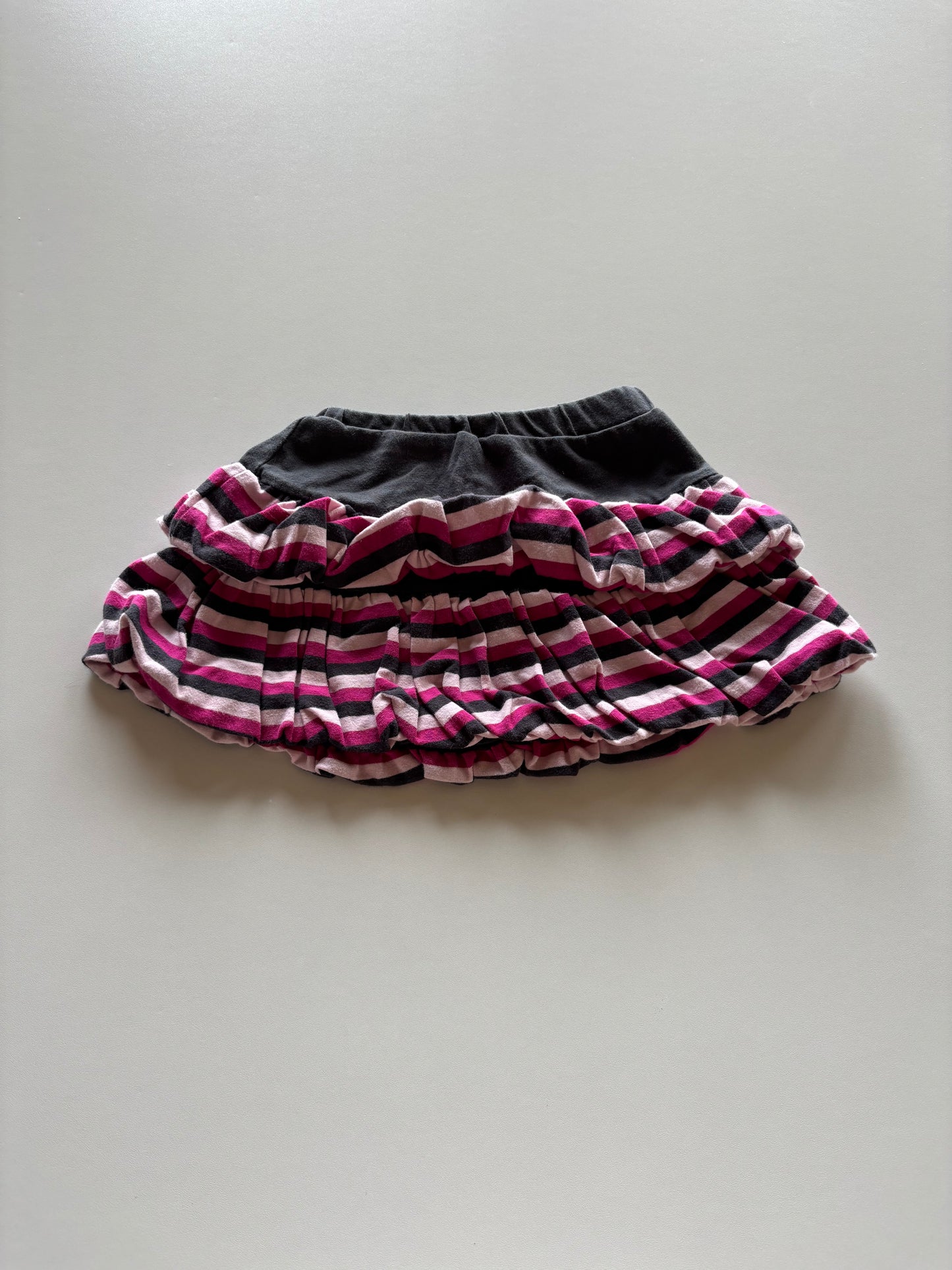 Pink Striped Tiered Skirt