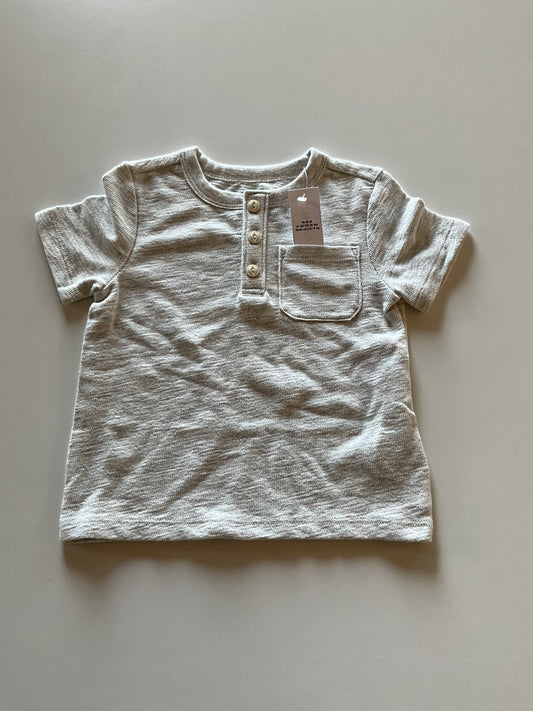 BNWT White Melange Textured Henley Tee
