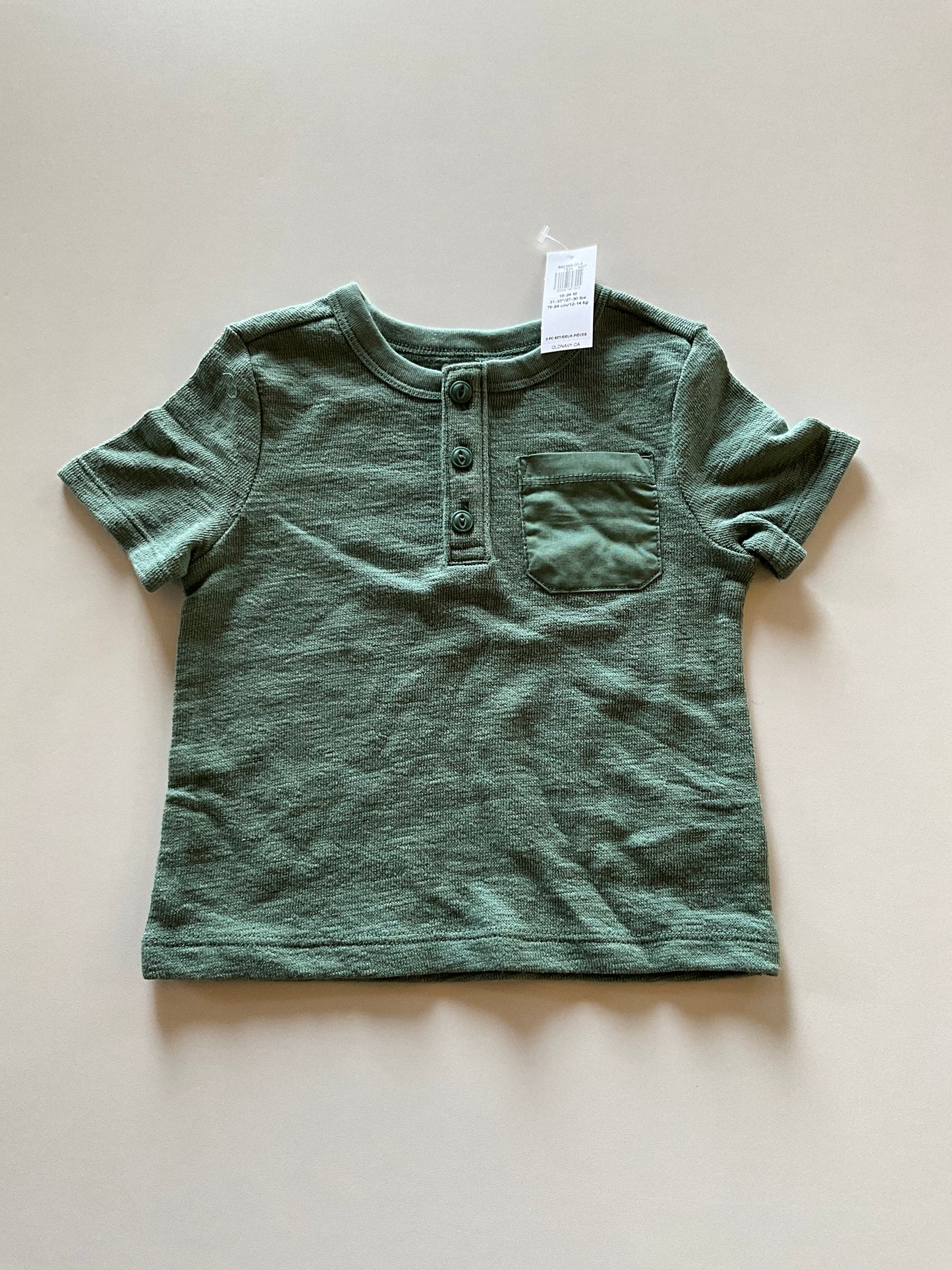 BNWT Sage Textured Henley Tee
