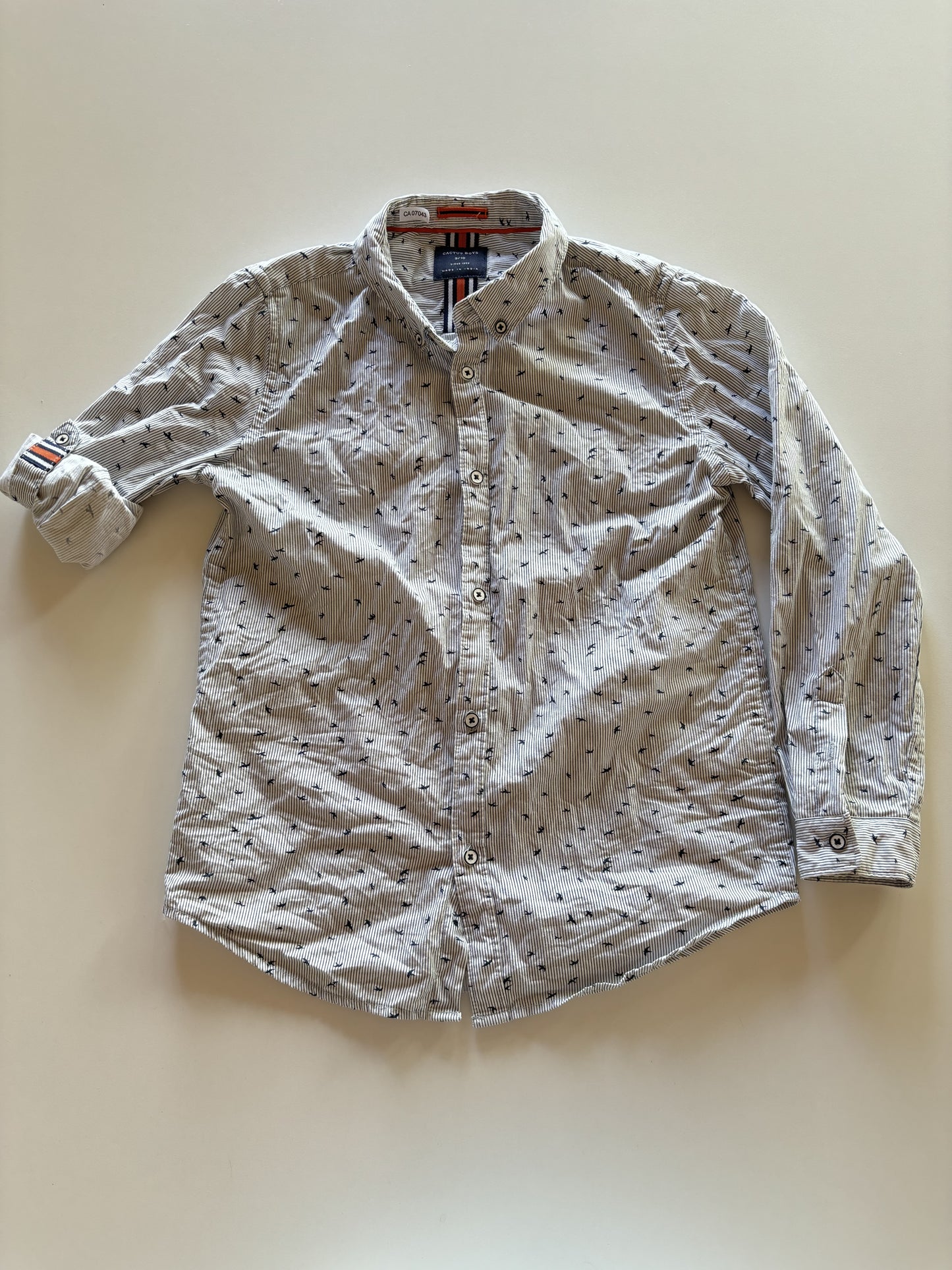 Birds Striped Button Up Shirt