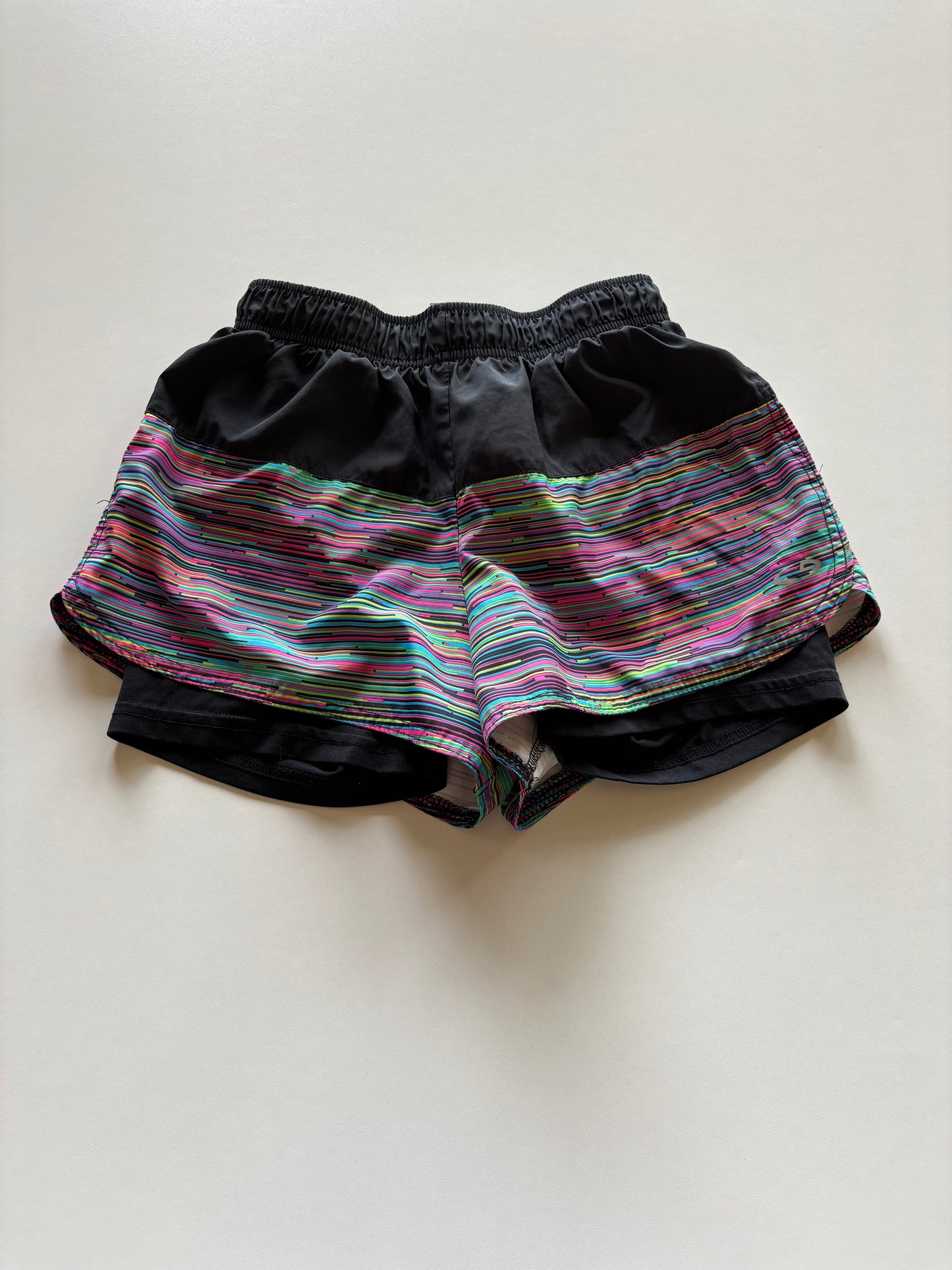 Black & Rainbow Striped Shorts