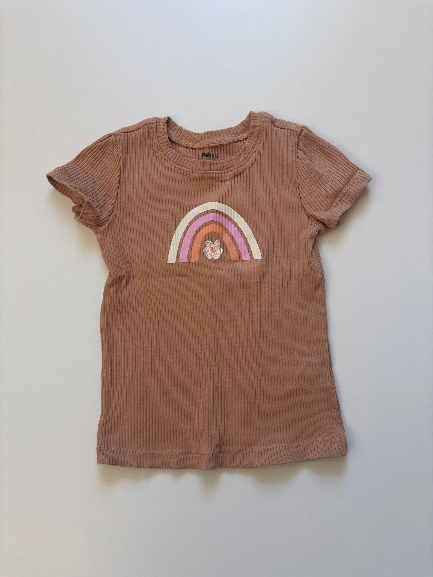 Brown Ribbed Rainbow Tee