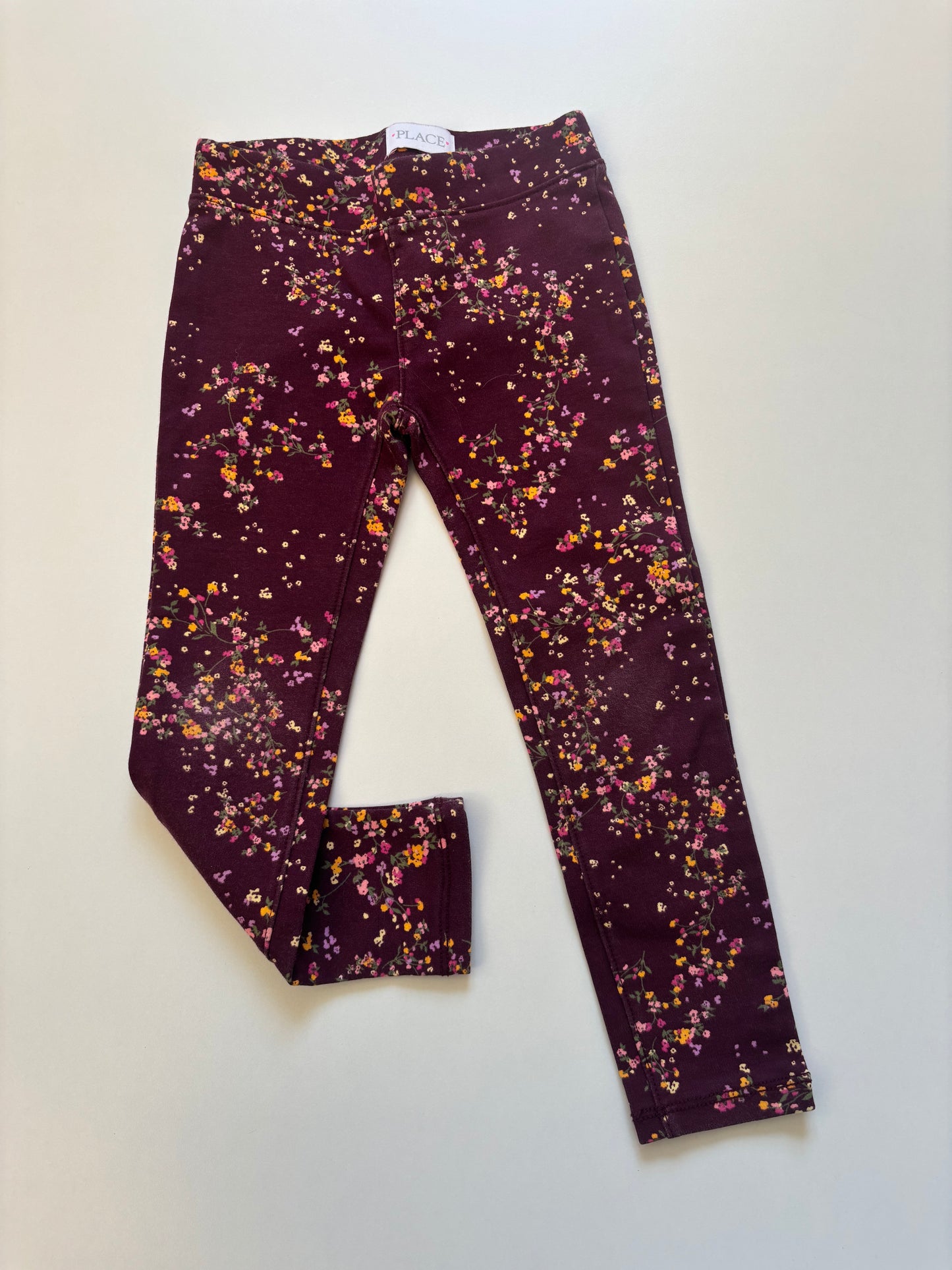 Burgundy Floral Jeggings