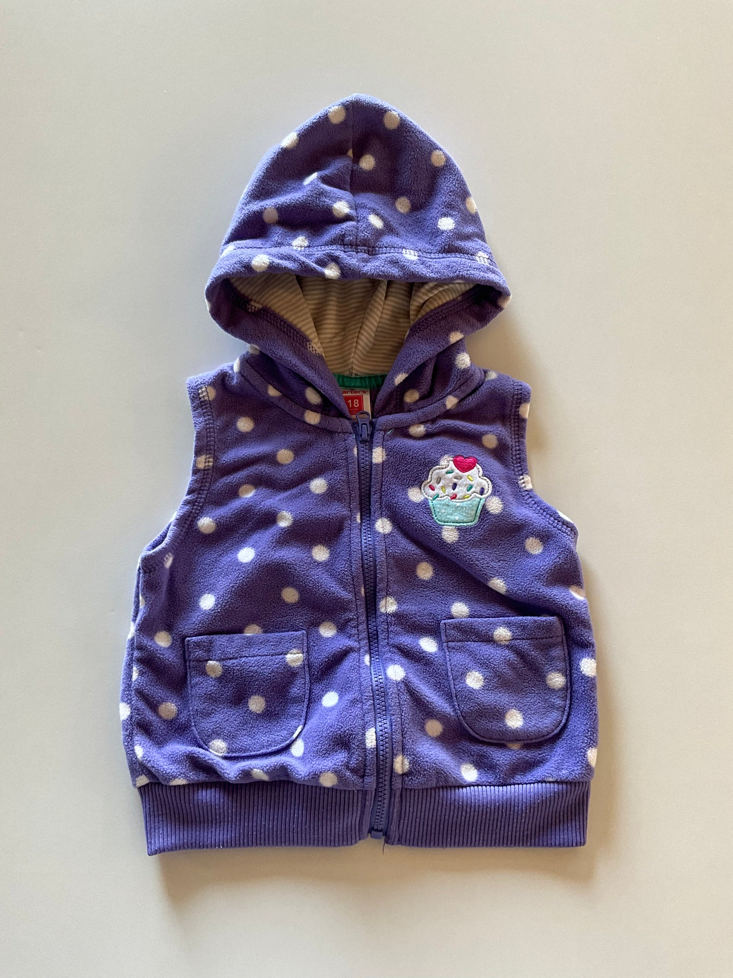 Purple Polka Dot Fleece Vest