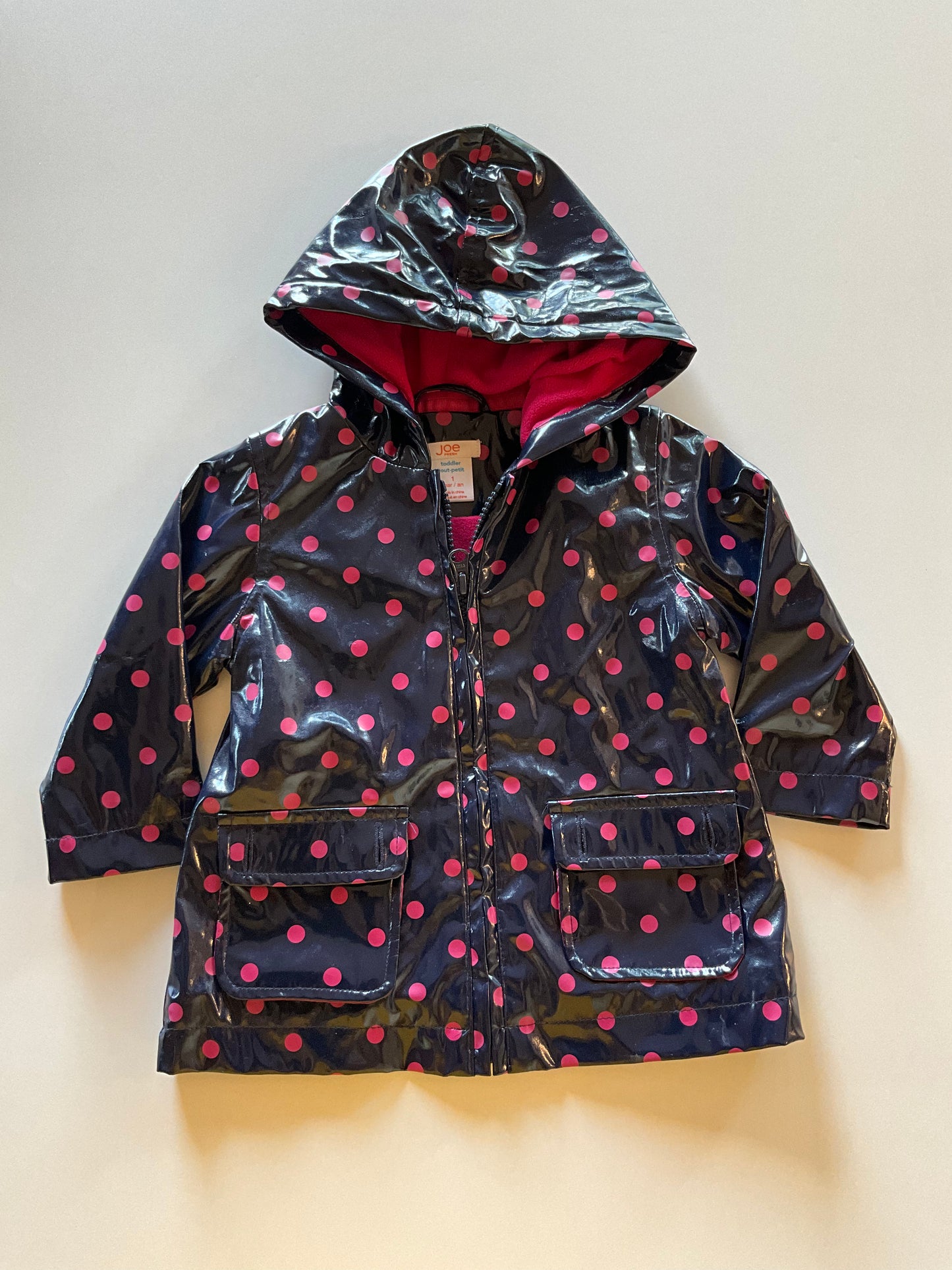 Navy & Pink Polka Dot Rain Jacket