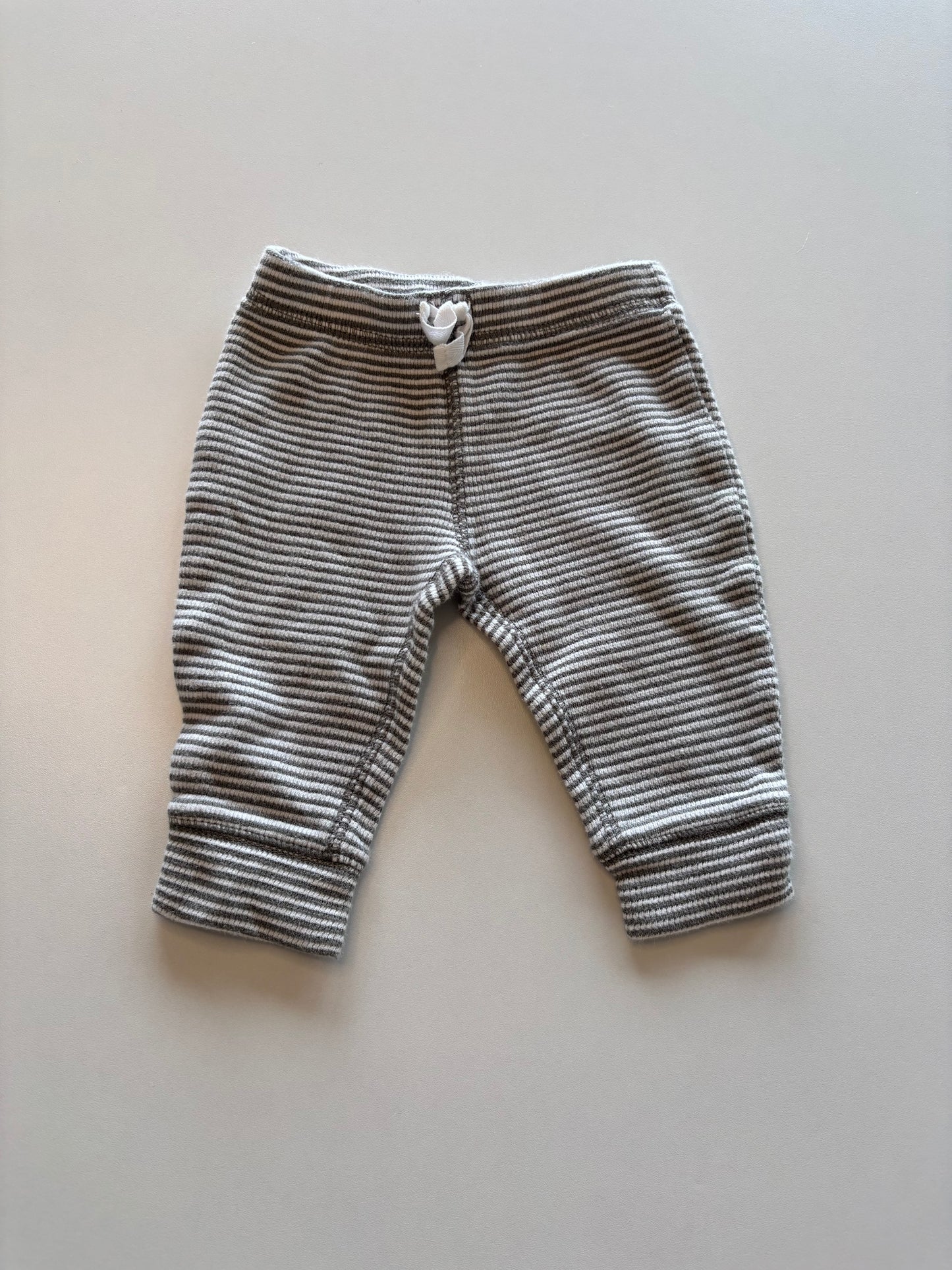 Grey Striped Ribbed Pants