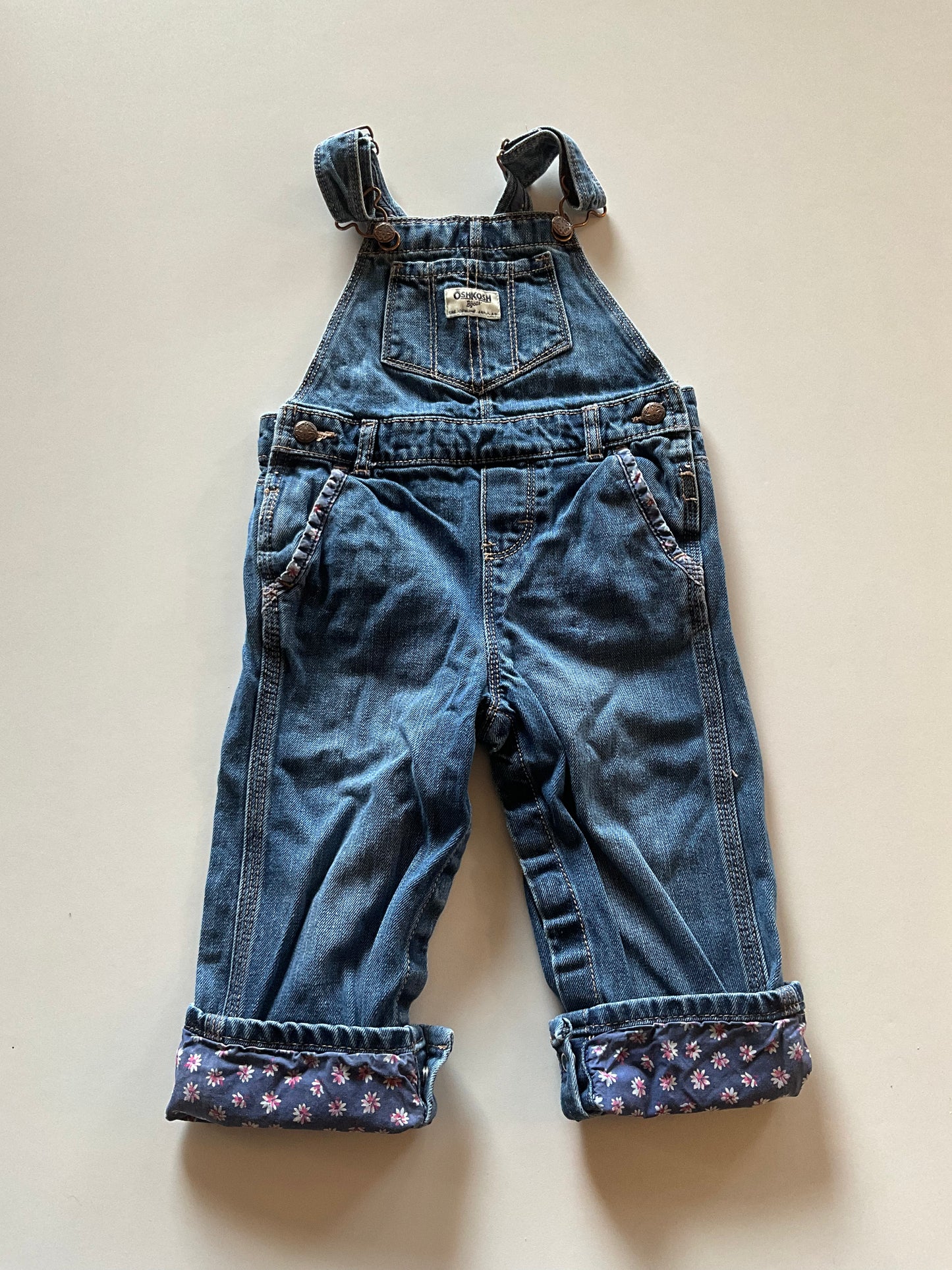 Denim Overalls with Floral Accents