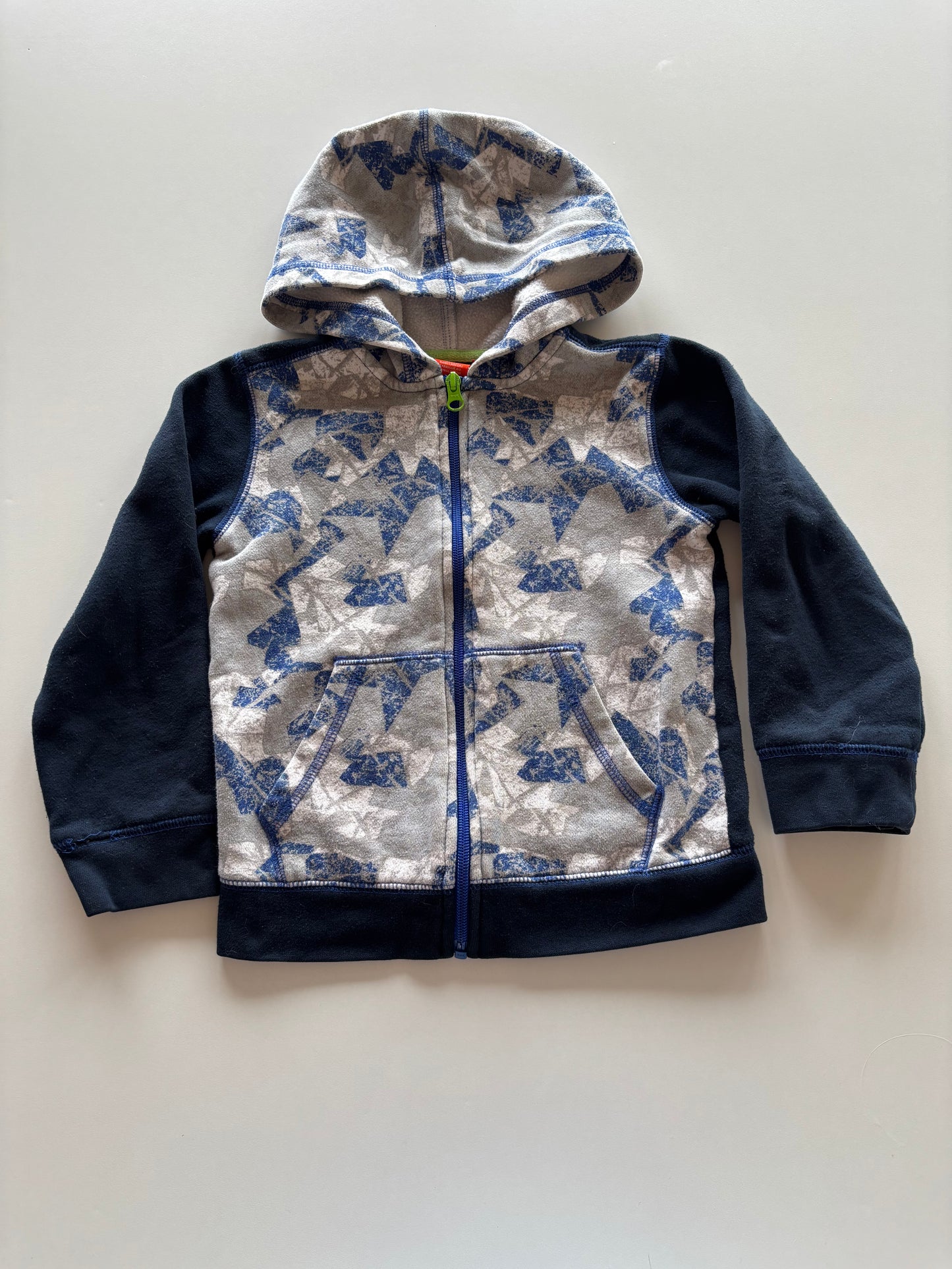 Blue Geometric Zip Up Hoodie