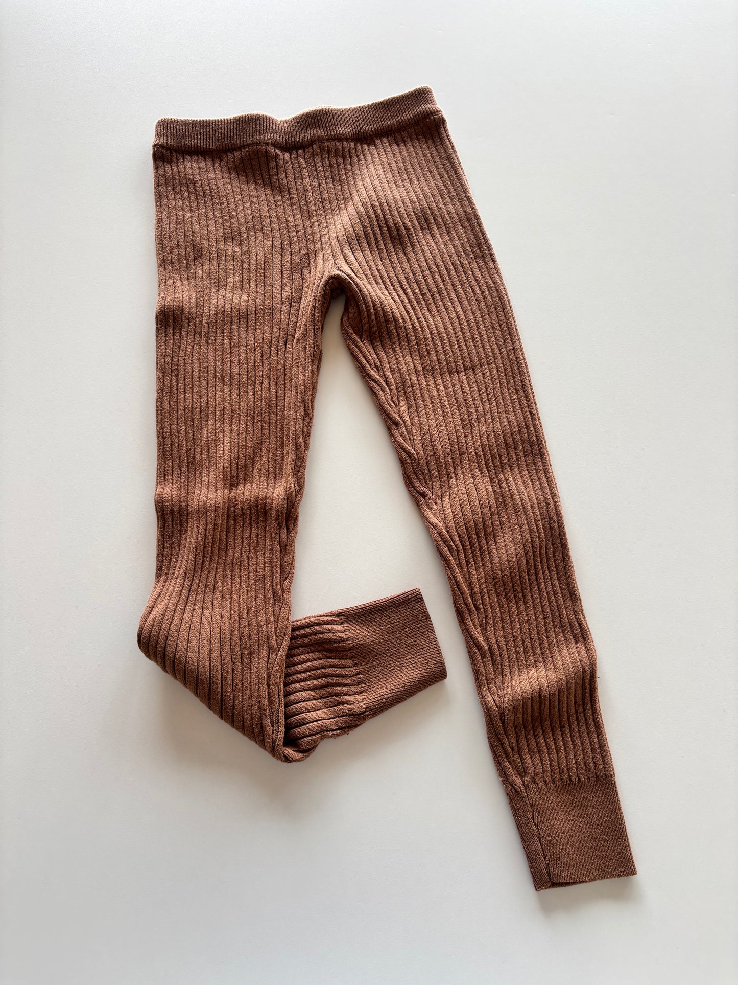 Brown Ribbed Leggings