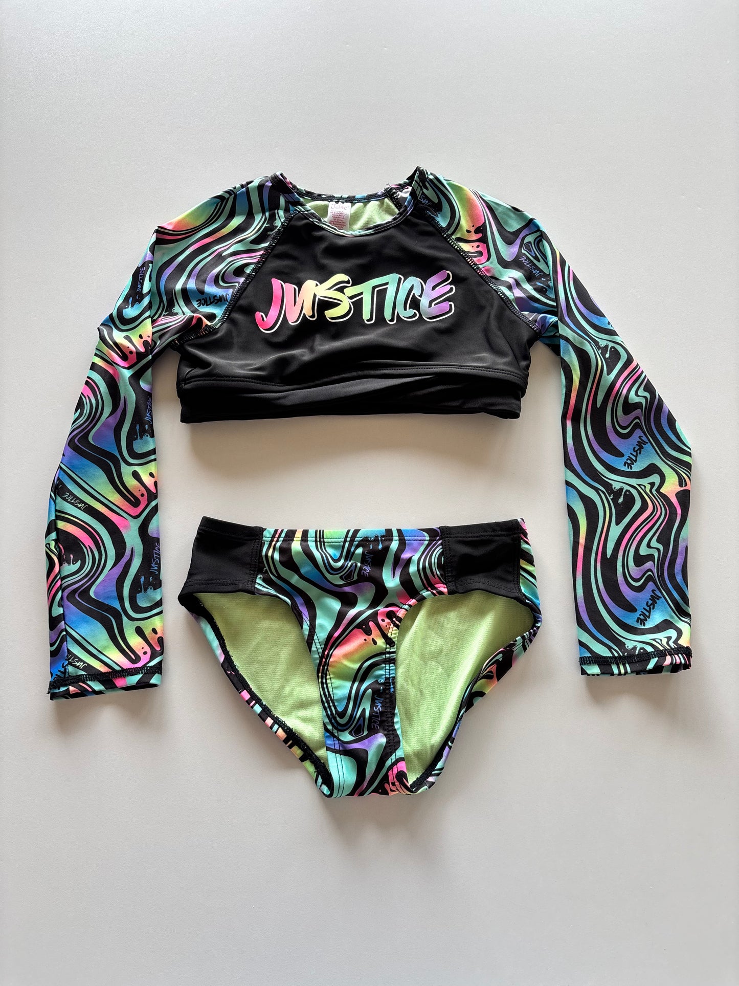 NWOT 2pc Rainbow Swirl Bathing Suit