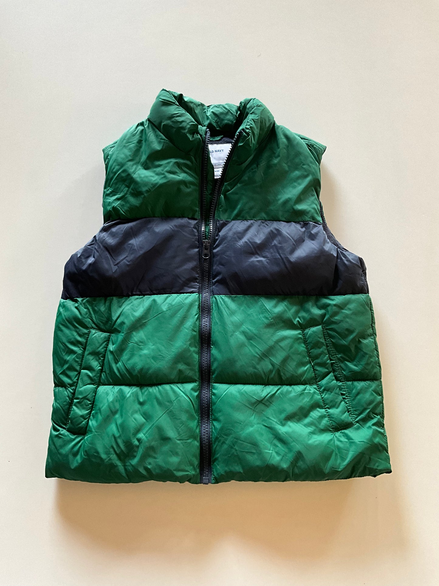 Green Colourblock Puffer Vest