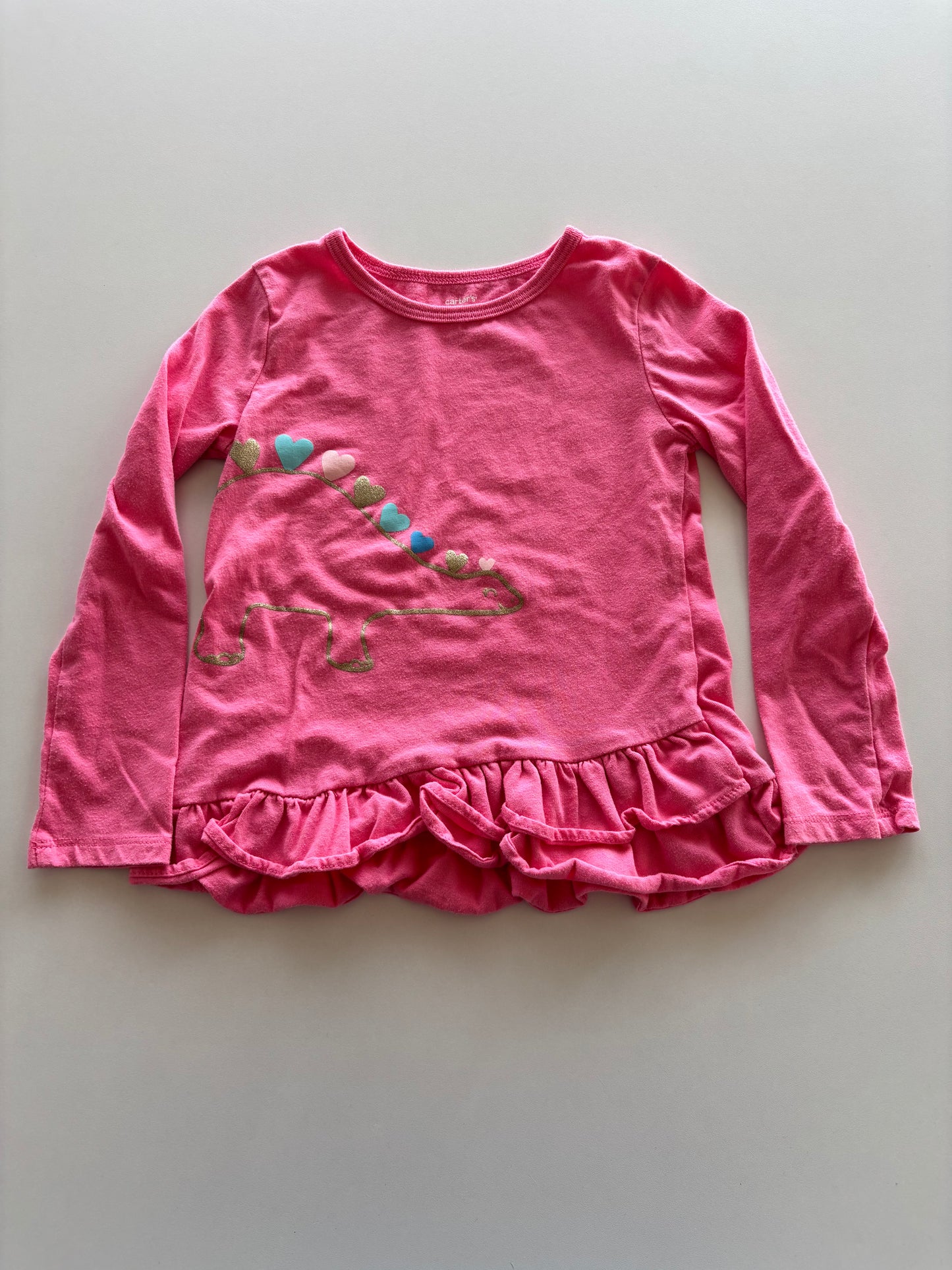 Pink Dino Ruffle Bottom Shirt