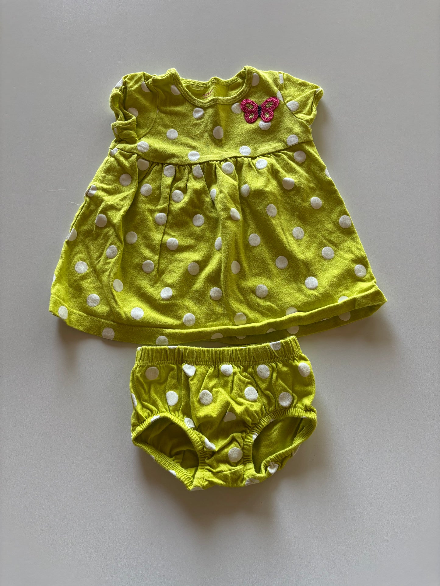 2pc Lime Polka Dot Set