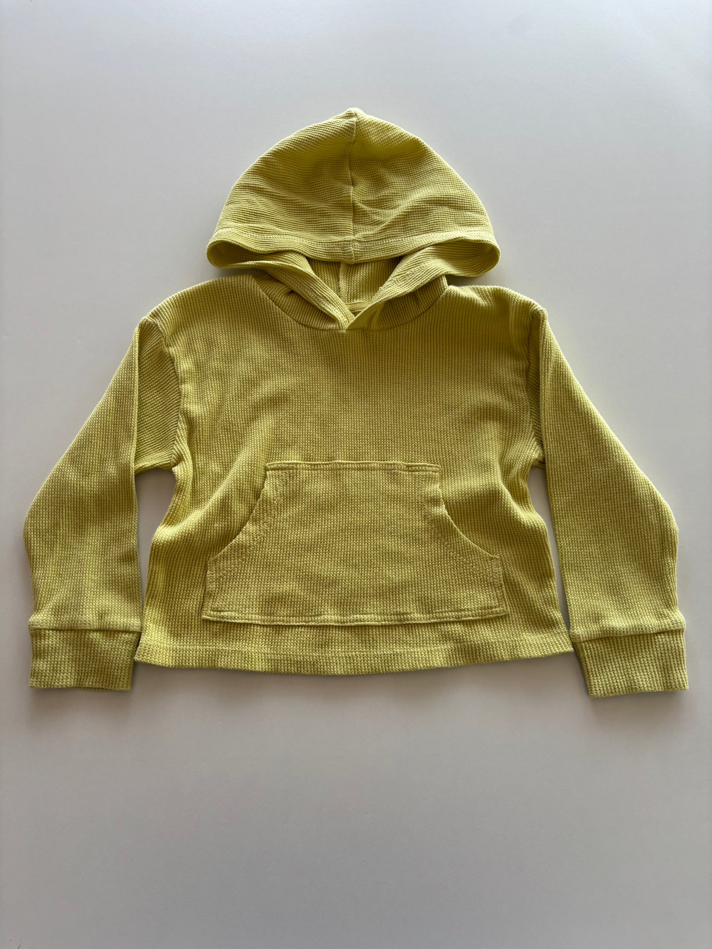 Lime Waffle Cropped Hoodie
