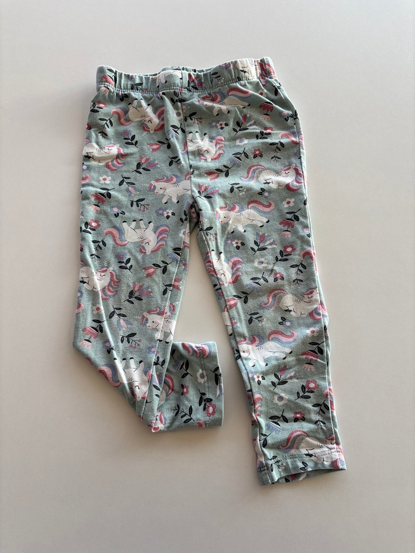Green Unicorn Floral Leggings