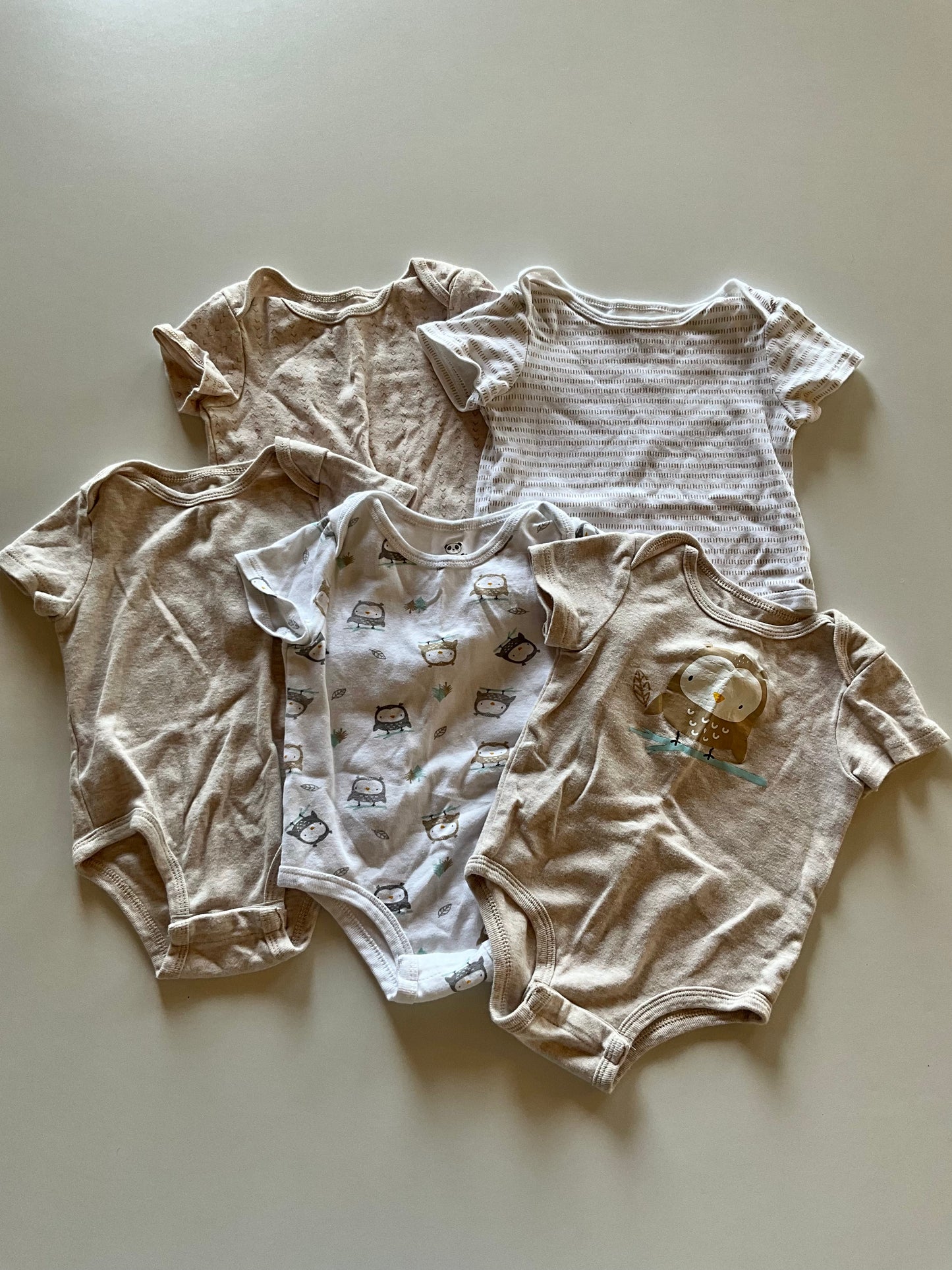 5pc Gender Neutral Owl Onesie Lot