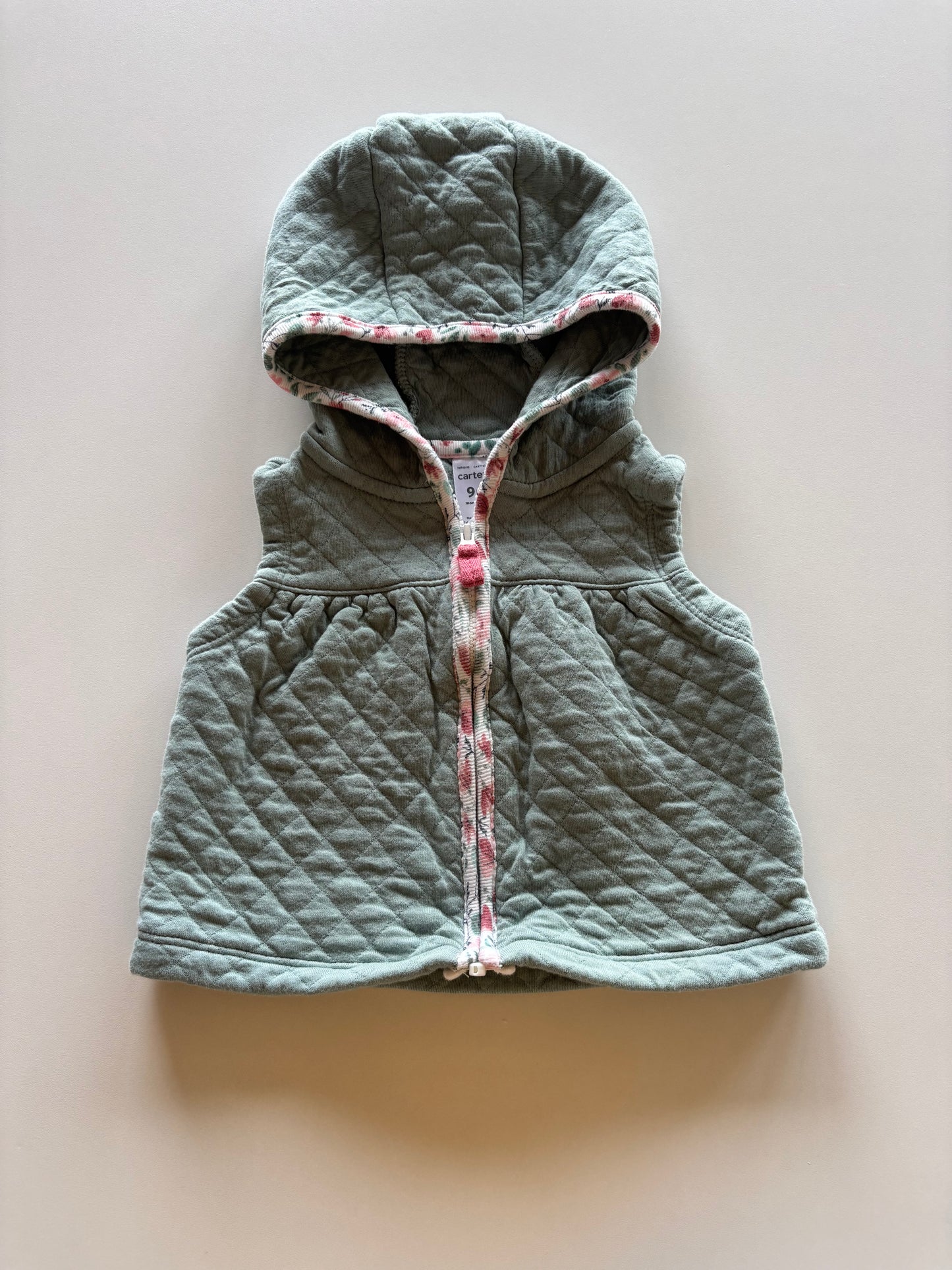 Mint Quilted Hooded Vest