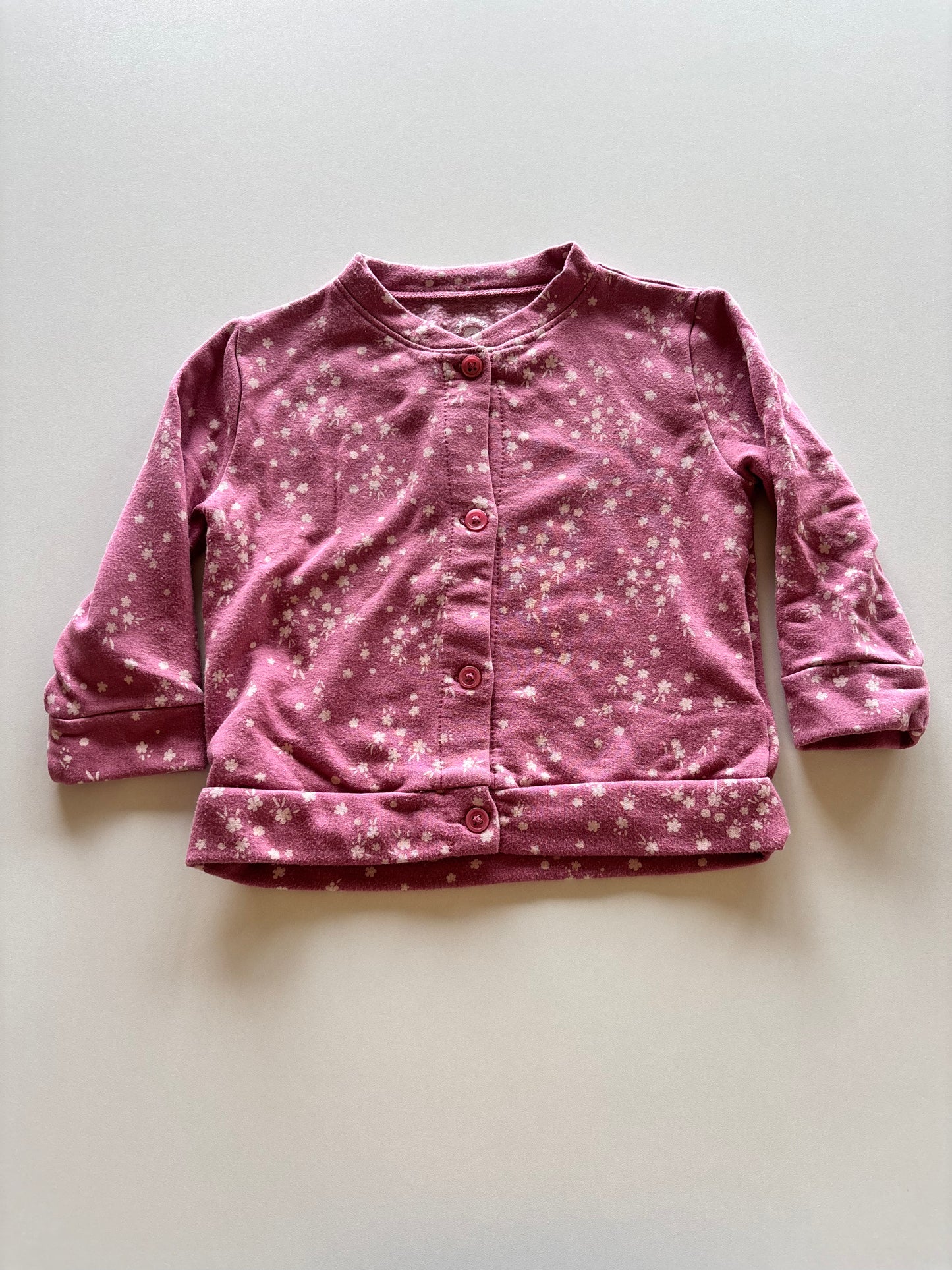 Pink Floral Button Up Cardigan