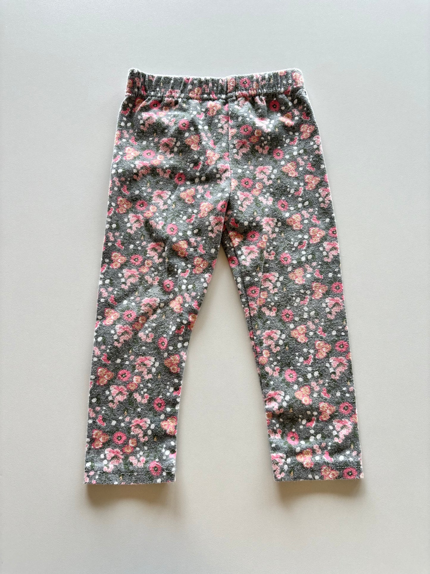 Grey & Pink Floral Leggings