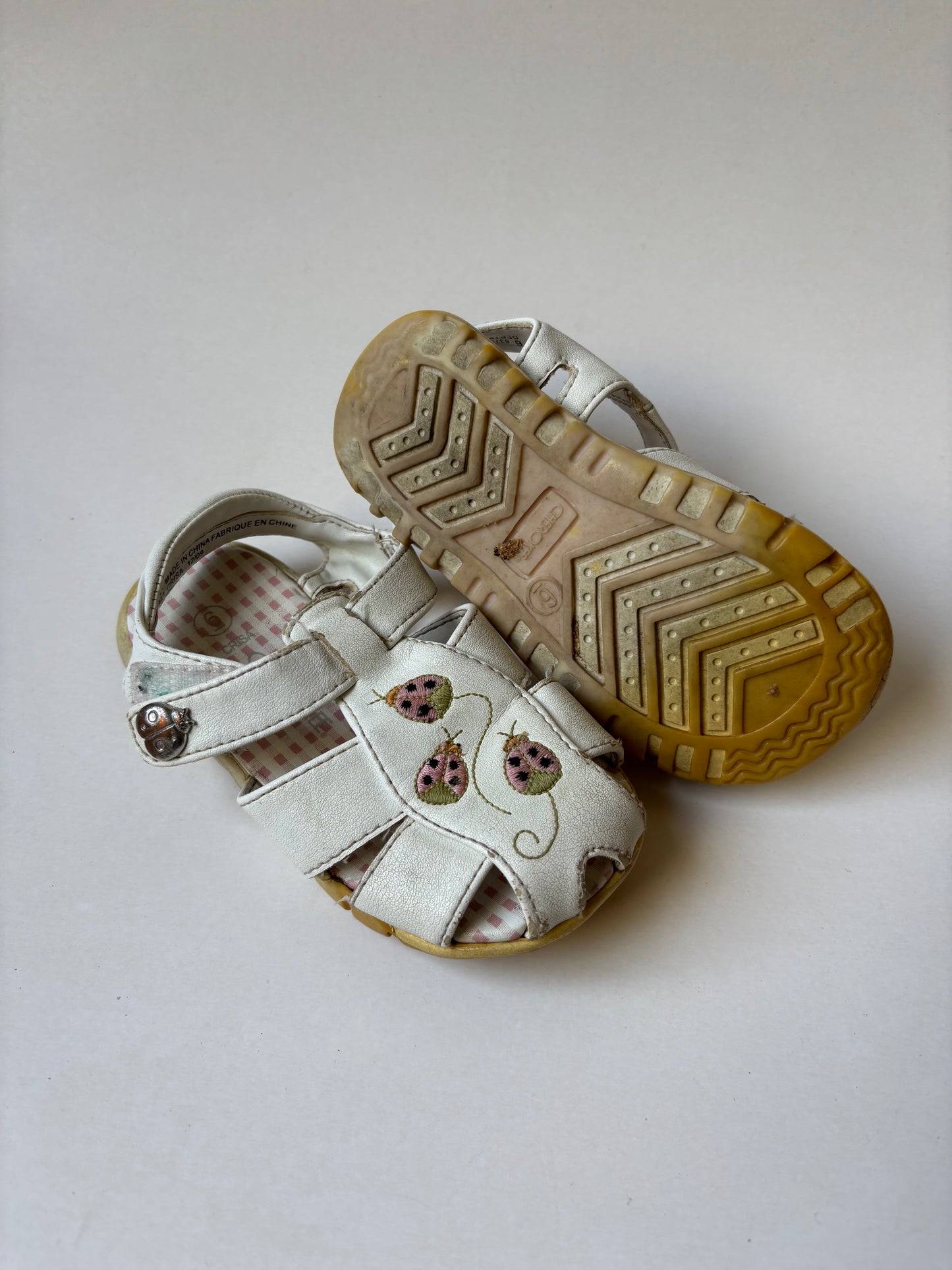 White Ladybug Sandals