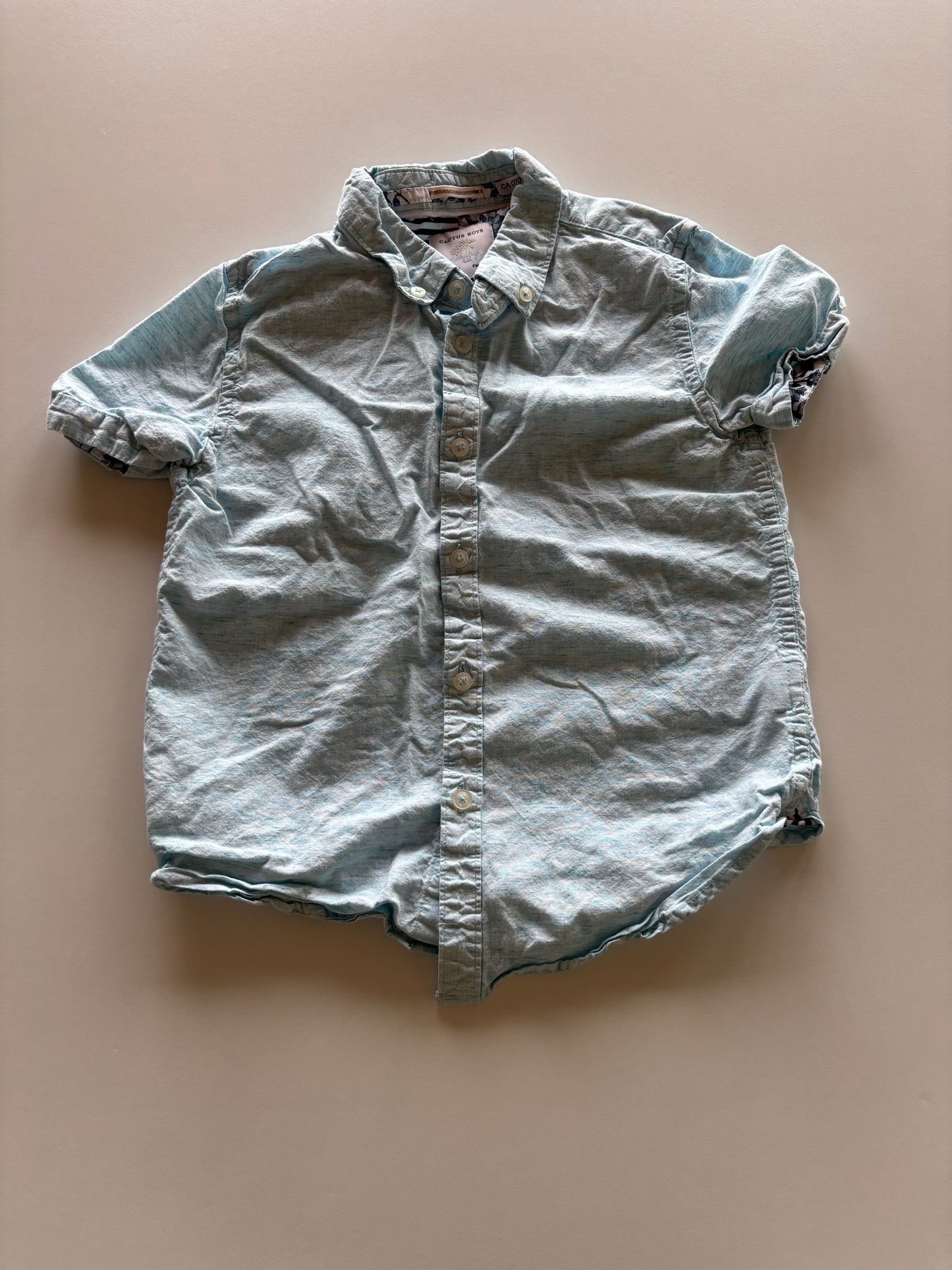Light Blue Melange Button Up Shirt